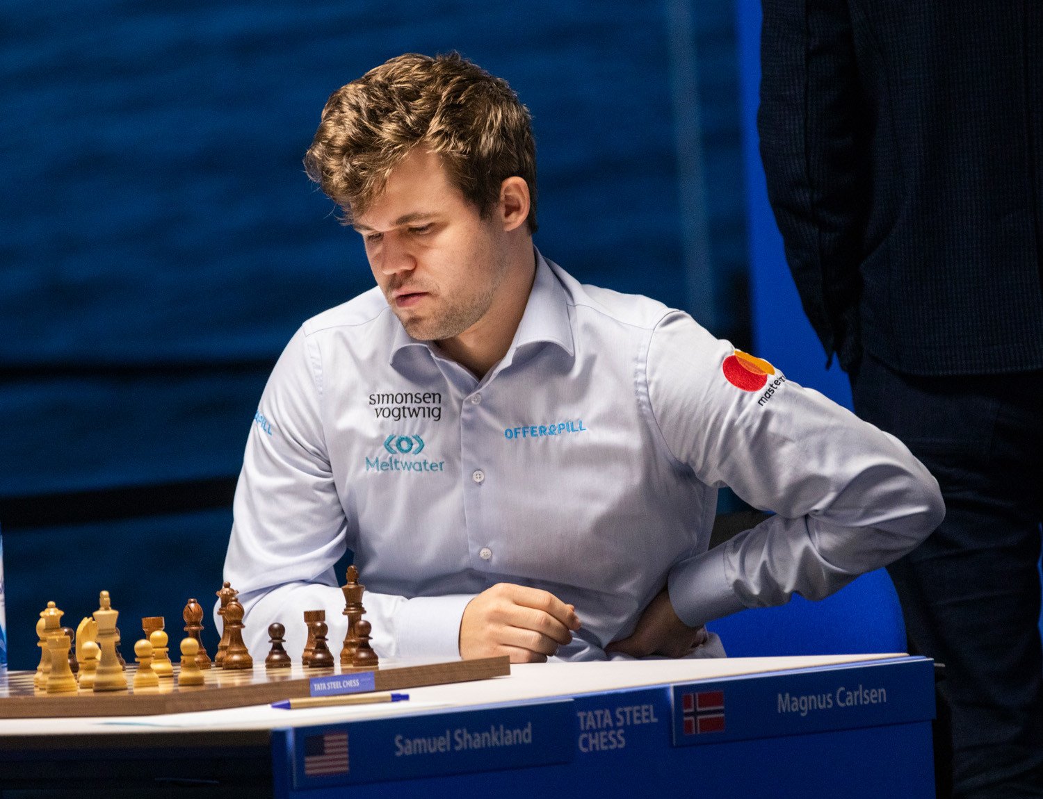Magnus Carlsen, hoy en Wijk aan Zee, durante su partida con Shankland