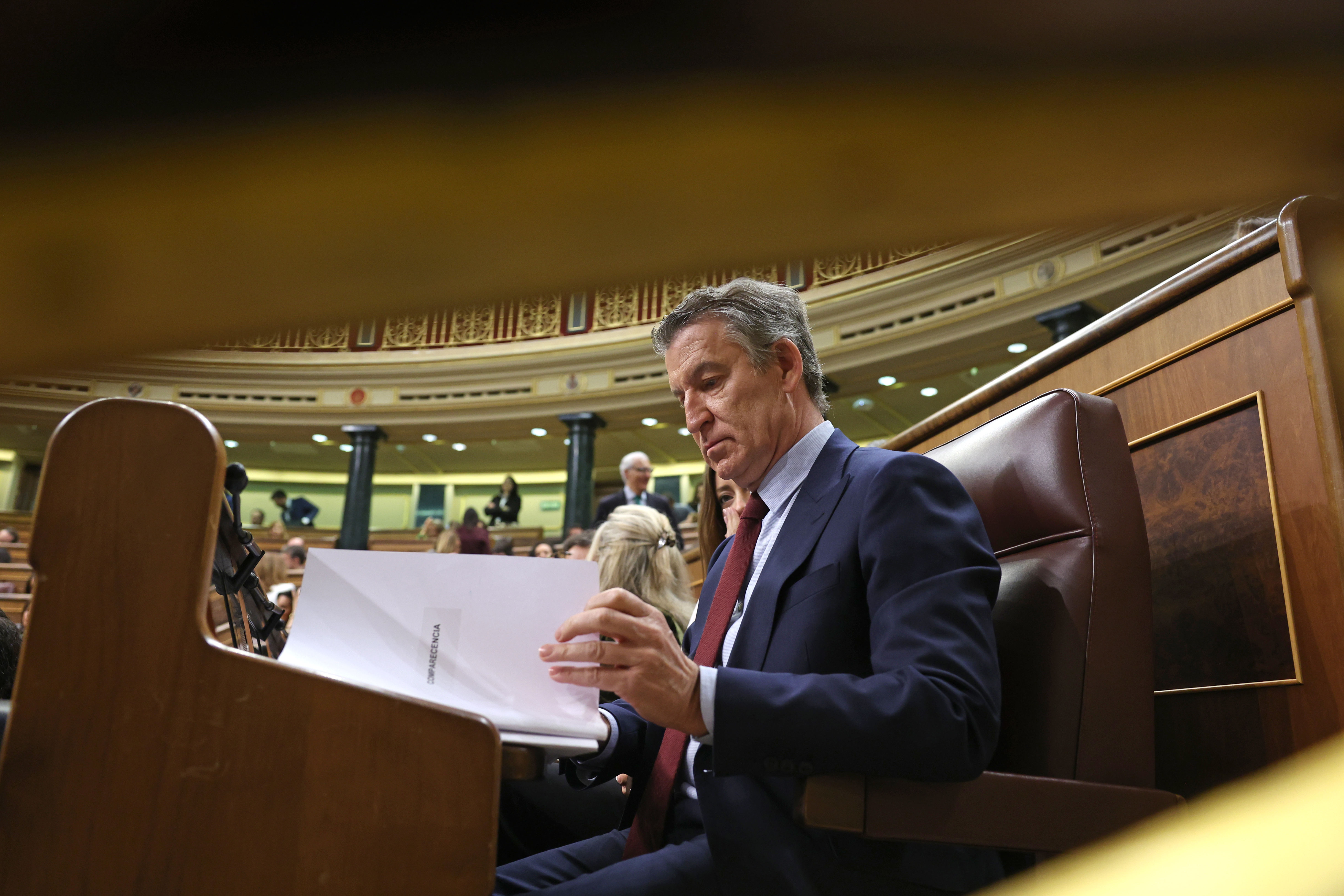 Dvd 1311 (25-03-26). El presidente del Gobierno, Pedro Sánchez, comparece este miércoles en el Congreso para explicar la postura de España en relación con la guerra iniciada por EE UU e Israel con Irán. En la imagen, Feijóo  Foto: Jaime Villanueva