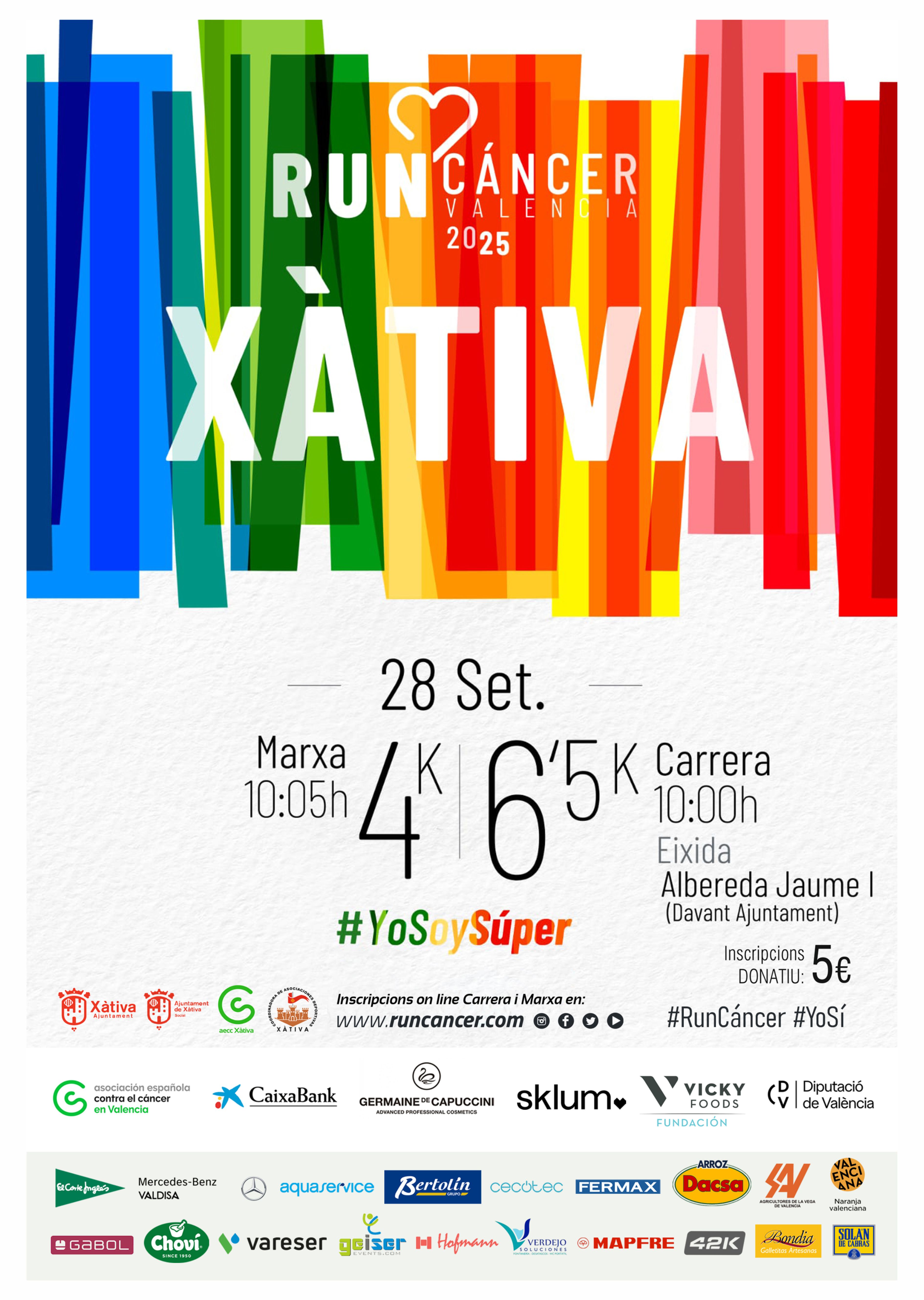 Cartel oficial de RunCáncer Xàtiva 2026 — 27 de septiembre de 2026 en Xàtiva, Valencia
