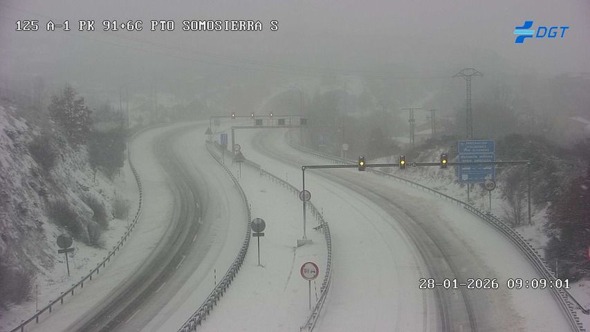 Estado del Puerto de Somosierra en torno a las 9 horas de este miércoles