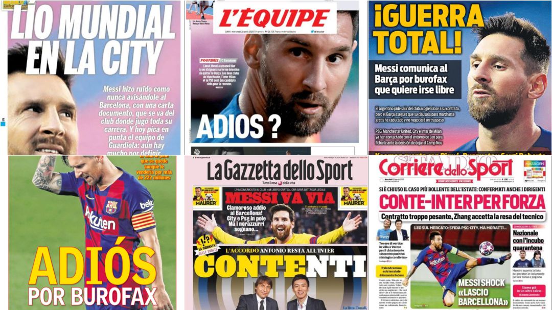 El anuncio de Messi para del Barcelona, en las principales portadas del mundo | Deportes | Cadena SER