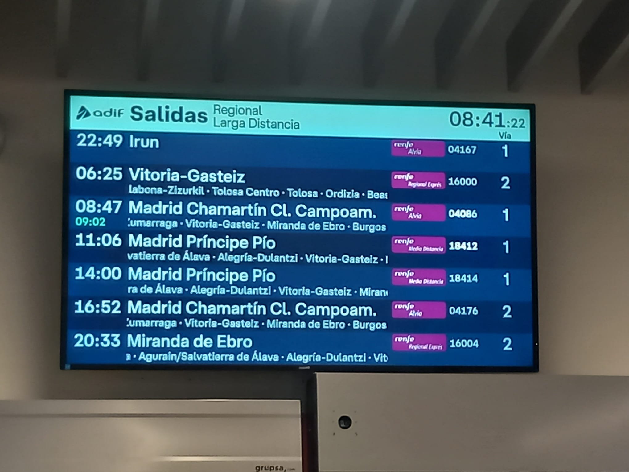 Panel de servicios de larga distancia