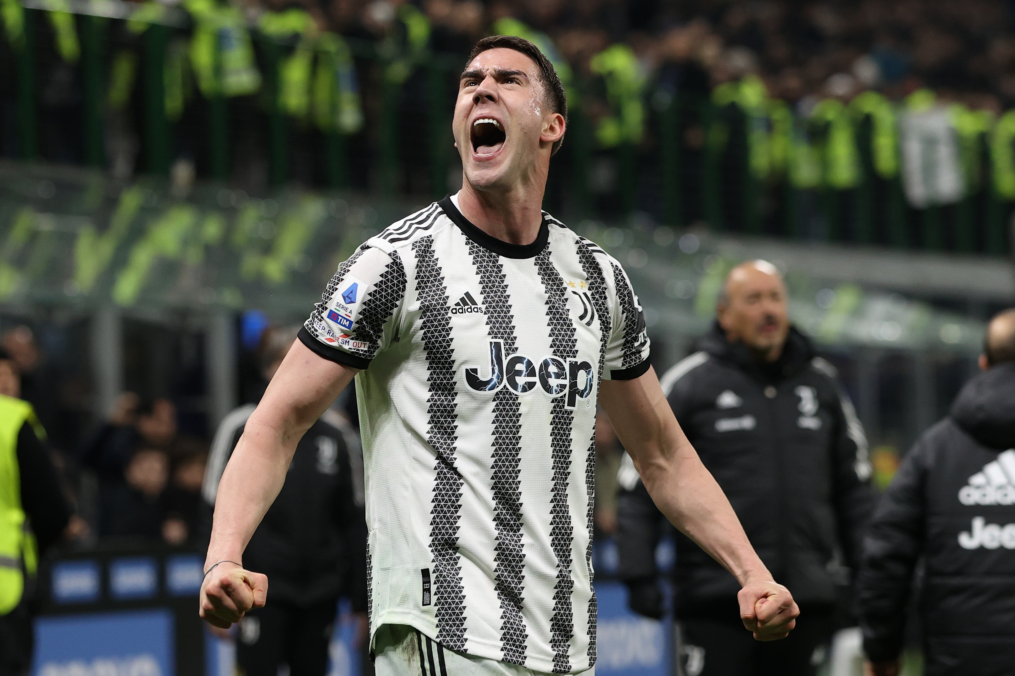 Dusan Vlahovic, con la camiseta de la Juventus FC