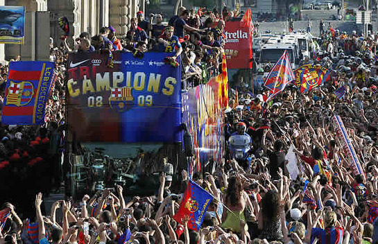 Fanion FC Barcelone - Tricampeon 2008-2009, Vintage, Excellent état
