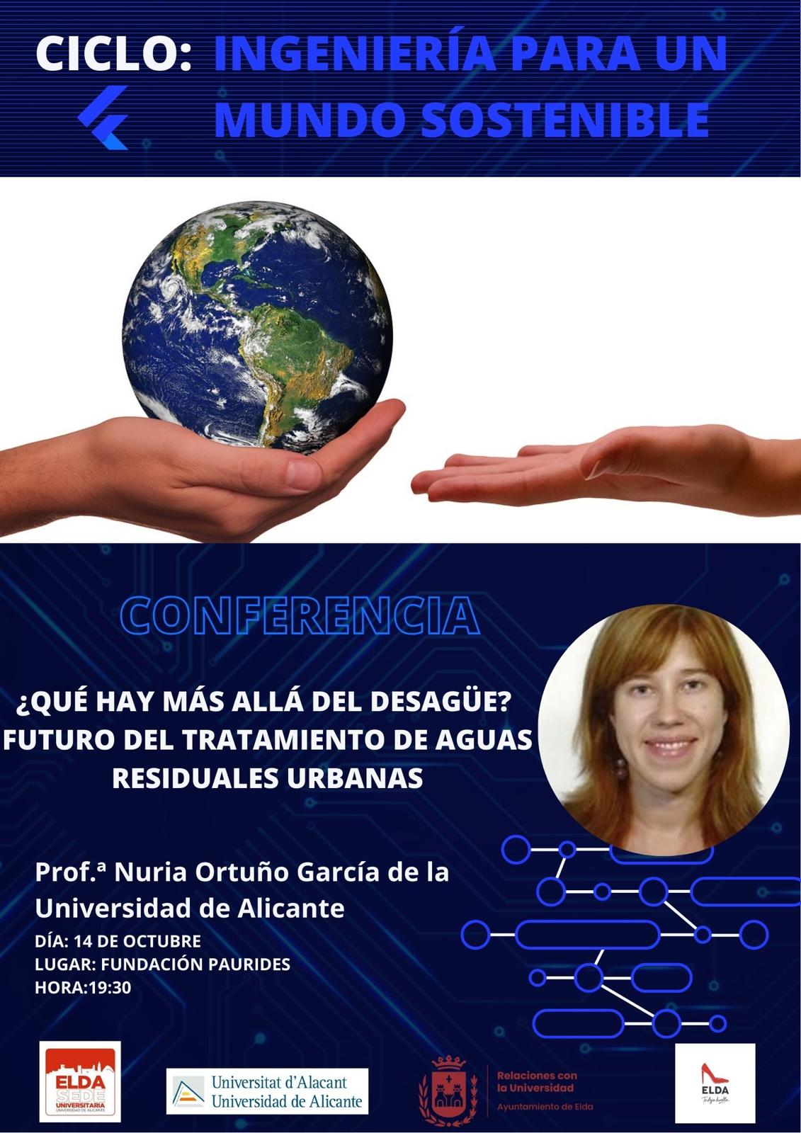 La profesora ofrece en la Sede Universitaria de Elda una conferencia sobre el papel esencial de las depuradoras y el tratamiento de aguas residuales