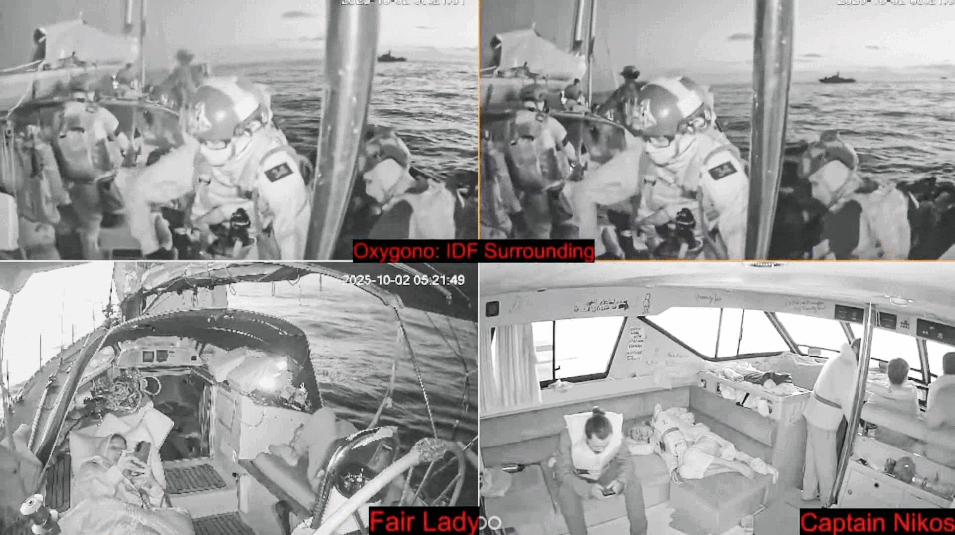 Israel intercepta la flotilla con ayuda a Gaza.