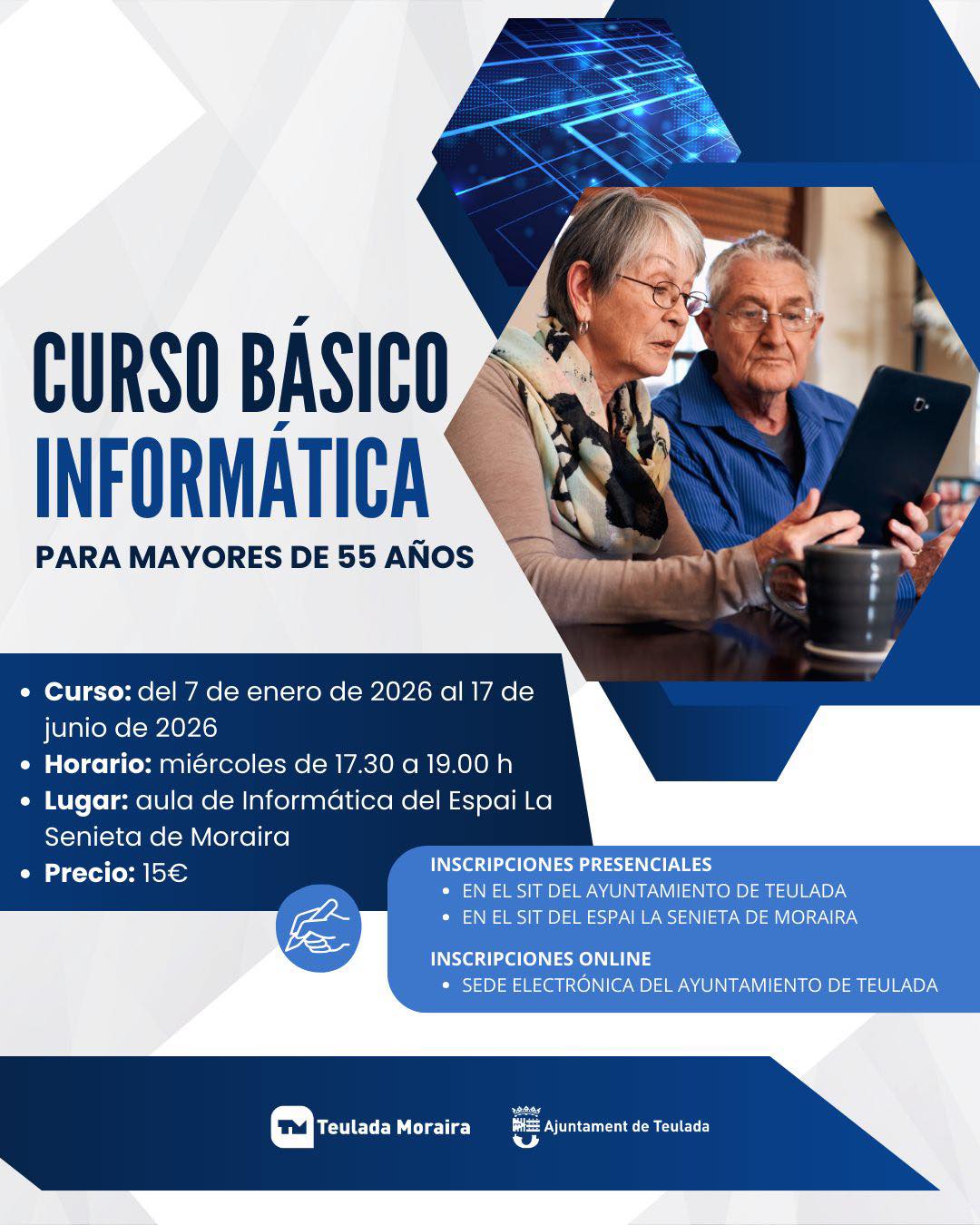 Cartel del curso básico de informática para mayores de 55 años