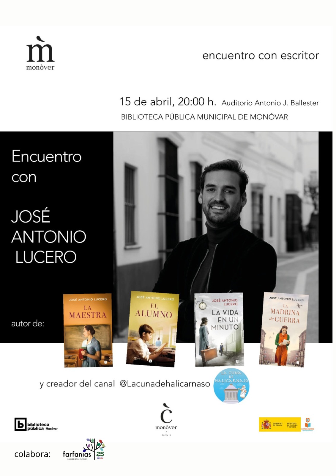 A las 20:00 horas, en Monóvar, mantendrá un encuentro abierto al público en el que hablará sobre su obra literaria.