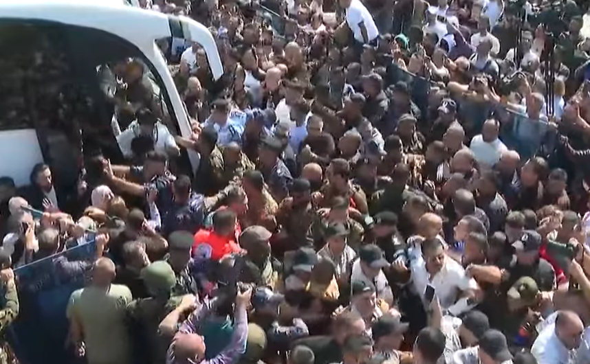 Prisioneros palestinos liberados en Ramala.