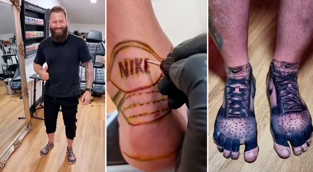 Hombre se tatúa tenis Nike Jordan en pies: quién es y por qué lo hizo