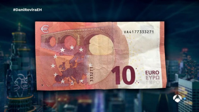 El billete de 10 euros con un valor real de 9.000