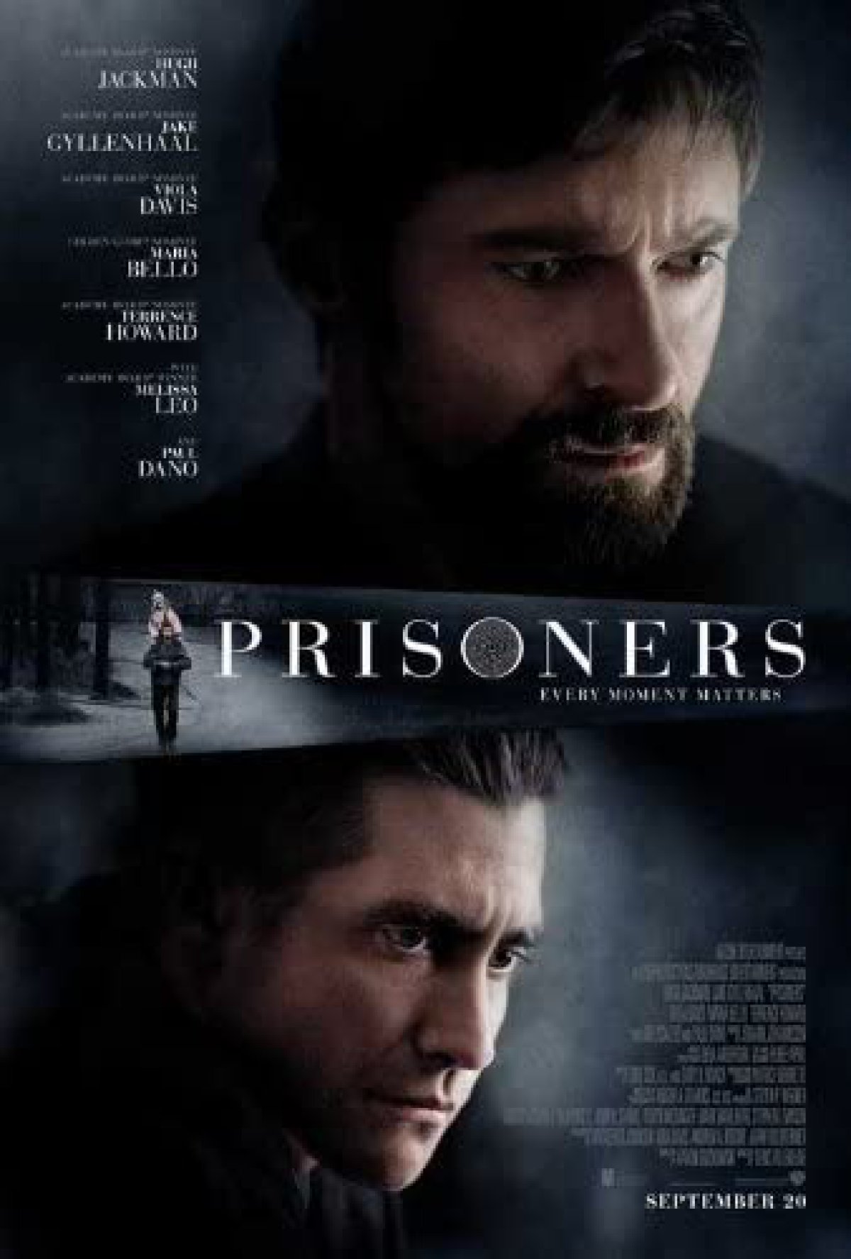 Jake Gyllenhaal (abajo) y Hugh Jackman (arriba) en el cartel de &#039;Prisioneros&#039;