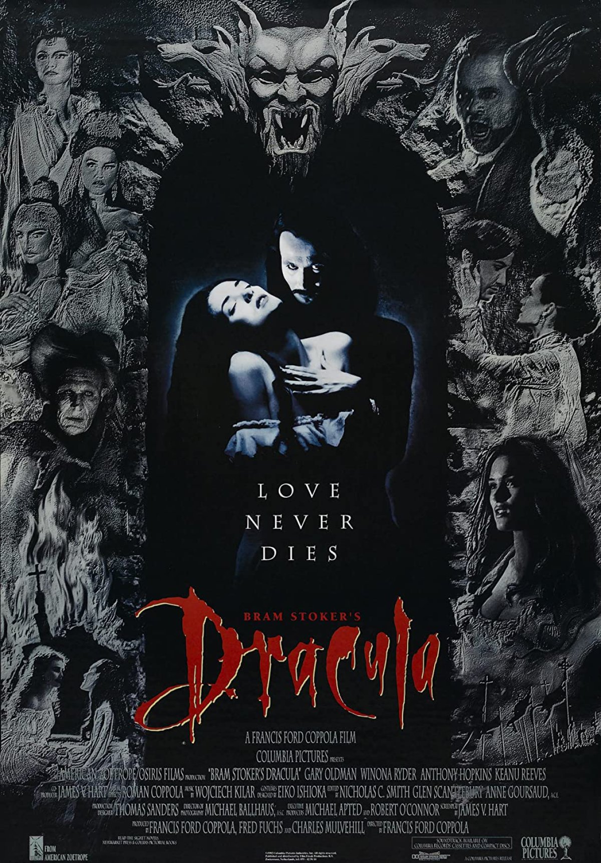 Cartel promocional de la película &#039;Drácula de Bram Stoker&#039; de Francis Ford Coppola