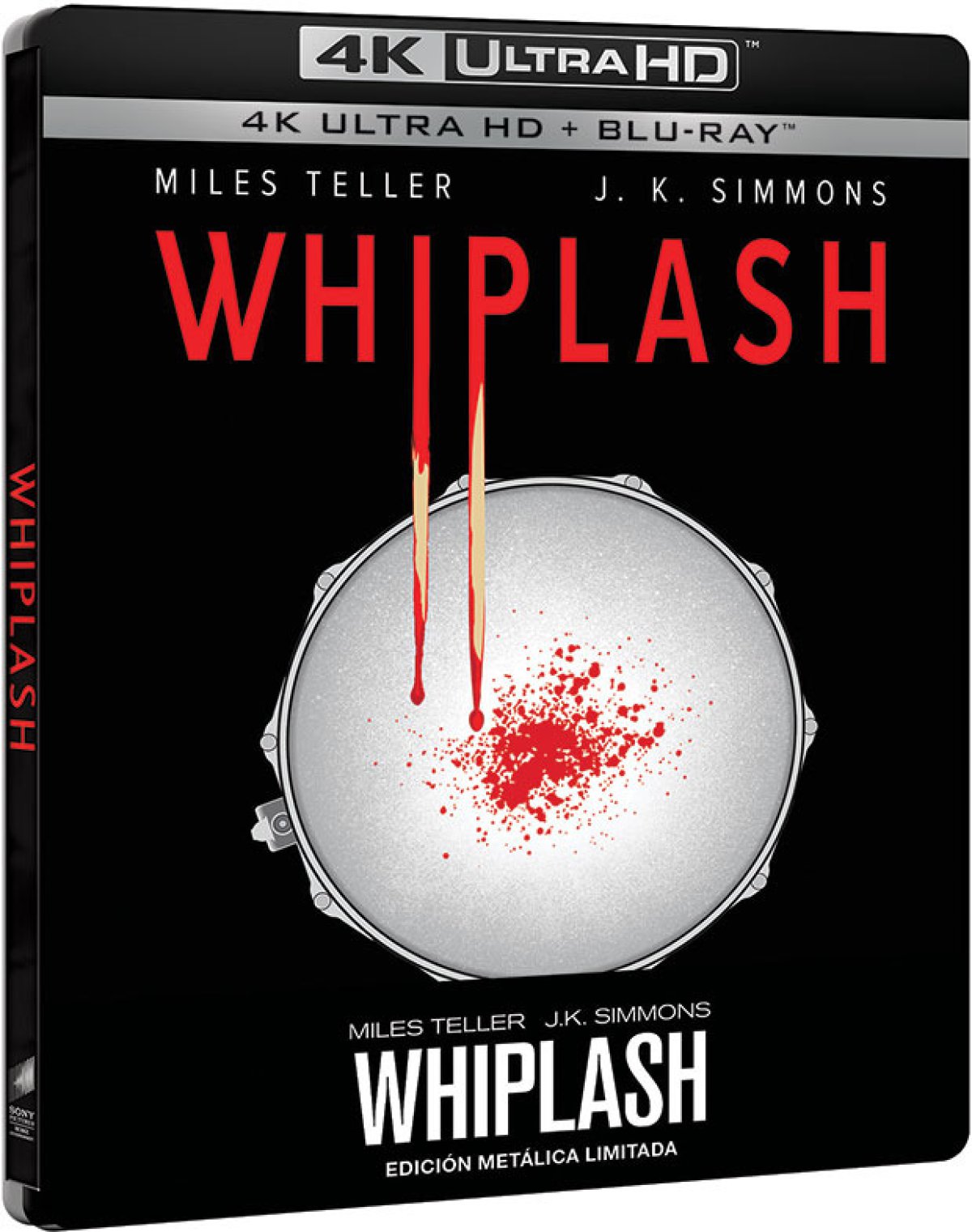 Carátula promocional del Blu-Ray en 4K de &#039;Whiplash&#039;, la obra maestra de Damien Chazelle