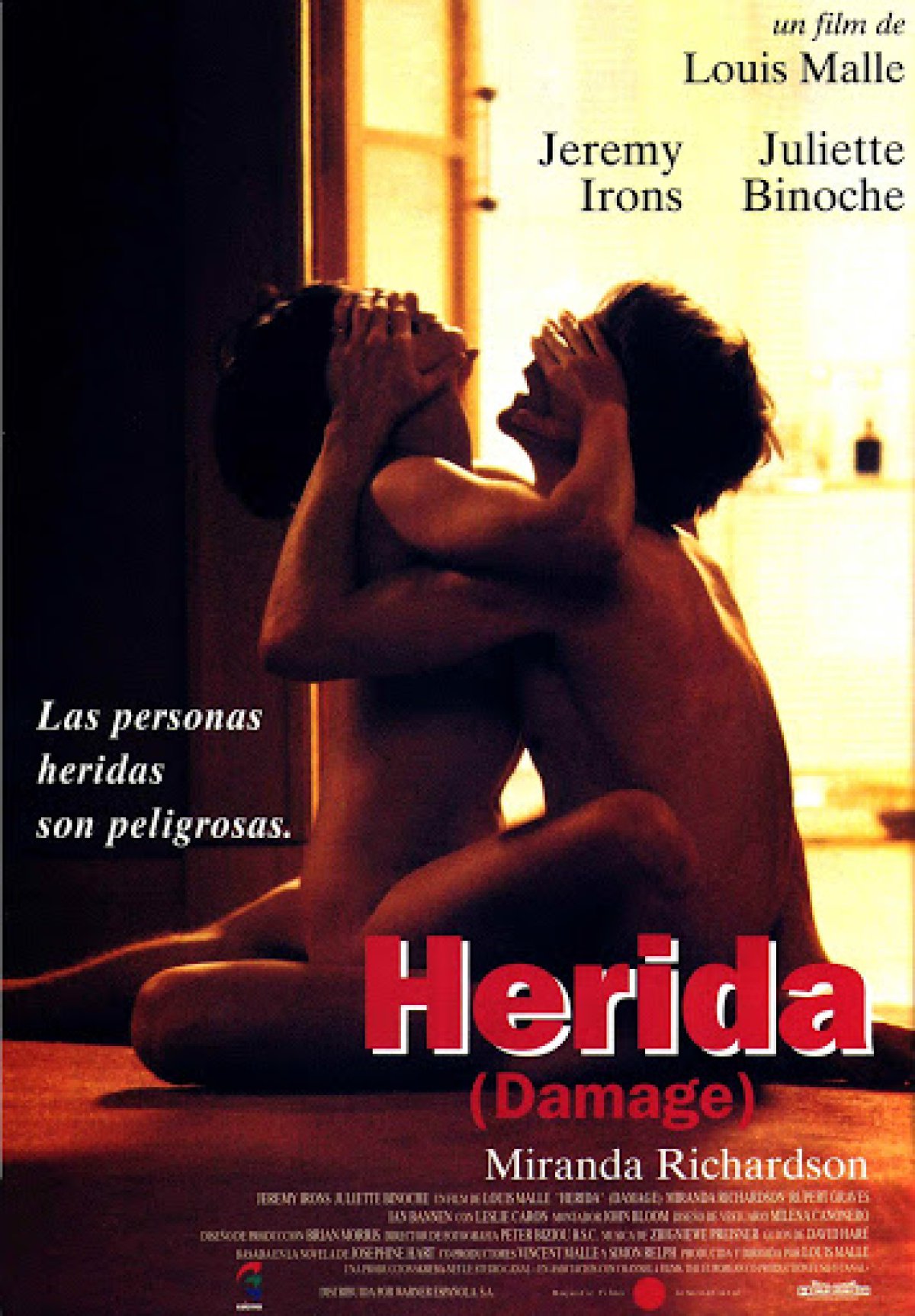 Juliette Binoche (i) y Jeremy Irons (d) en el cartel de &#039;Herida&#039;