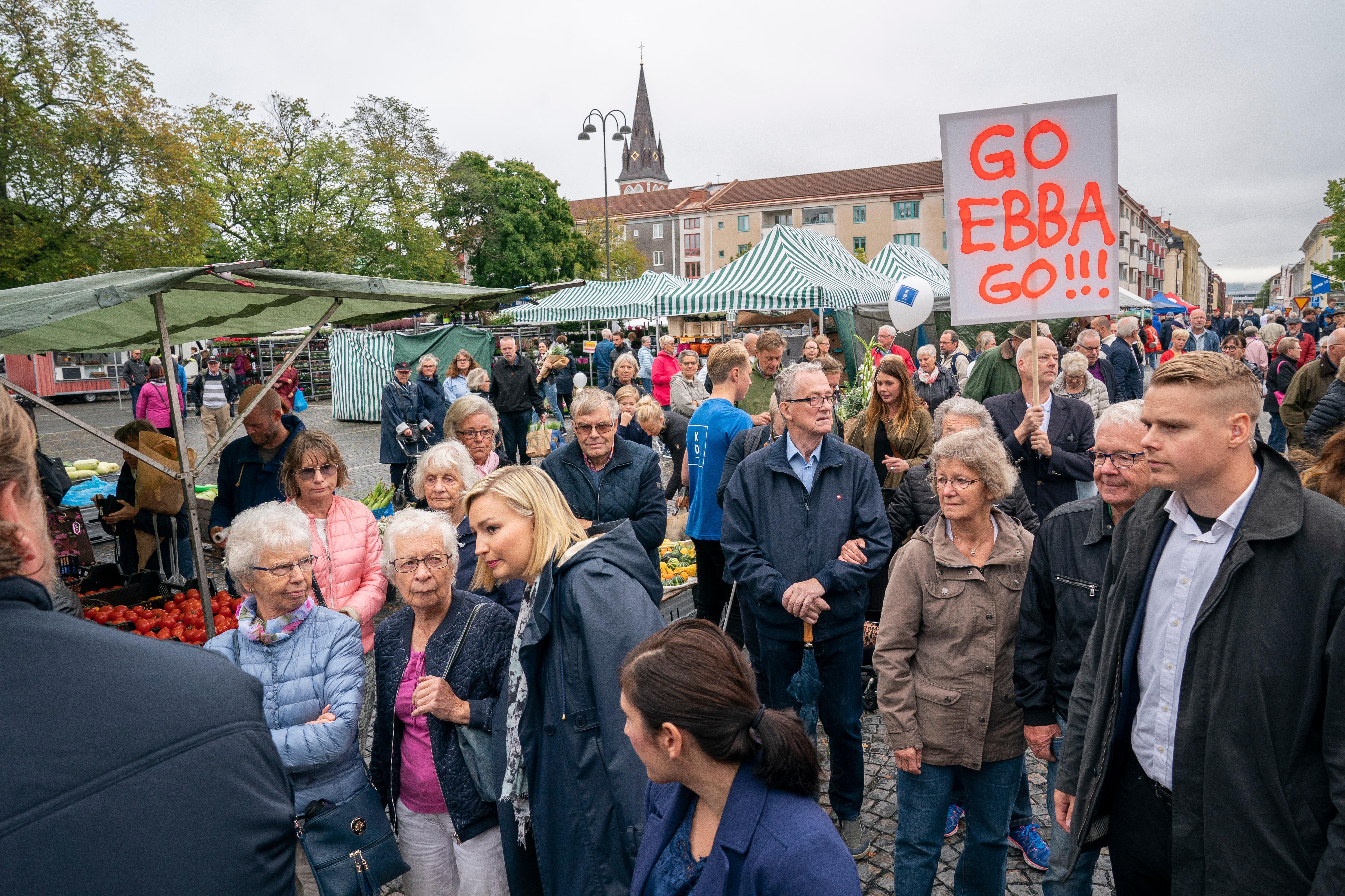 Valgkamp i Sverige 2018. Kristdemokratene KD på valgkamp i Jönköping. Ebba Busch Thor