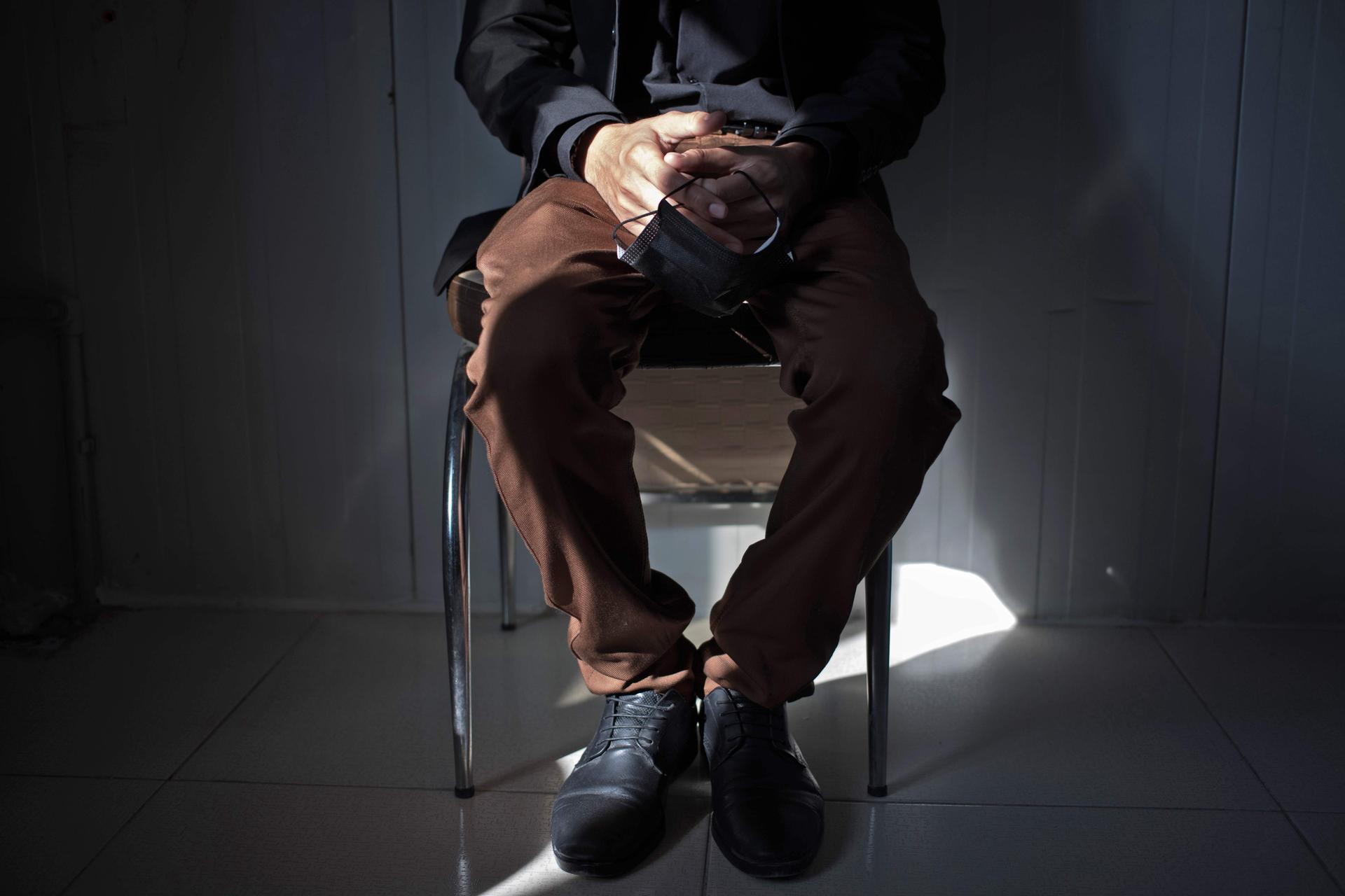 Zedan, a patient suffering from post-traumatic stress disorder, is in medical consultation at the mental health centre of the Bajet Kandala camp for displaced Yazidis near Dohuk, Iraq. AFP
