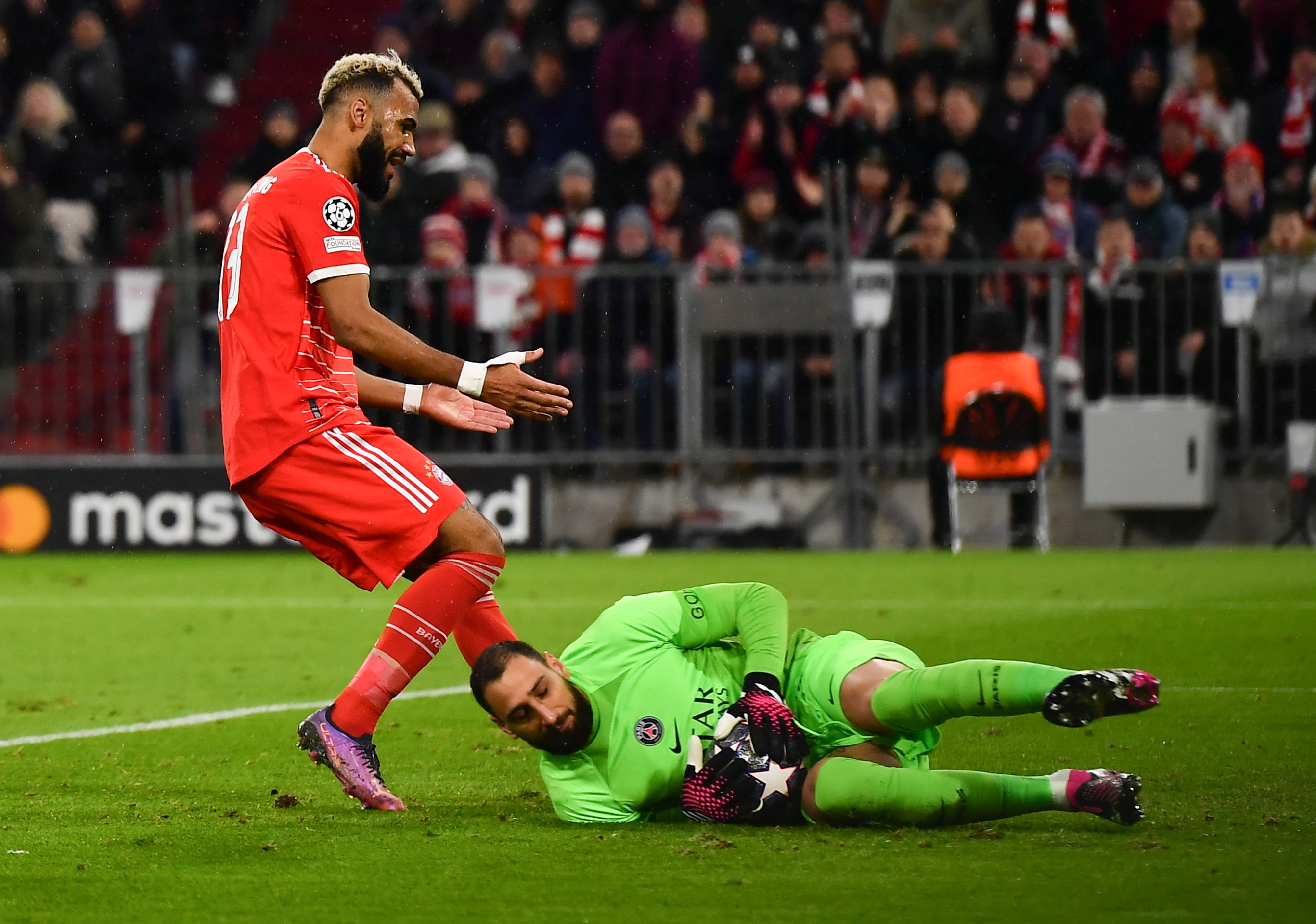 PSG RATINGS: Gianluigi Donnarumma 7: Fine save low down to deny Musiala goal just after half-hour mark and to deny Davies in last few minutes. Left exposed by defence for both Bayern goals. EPA