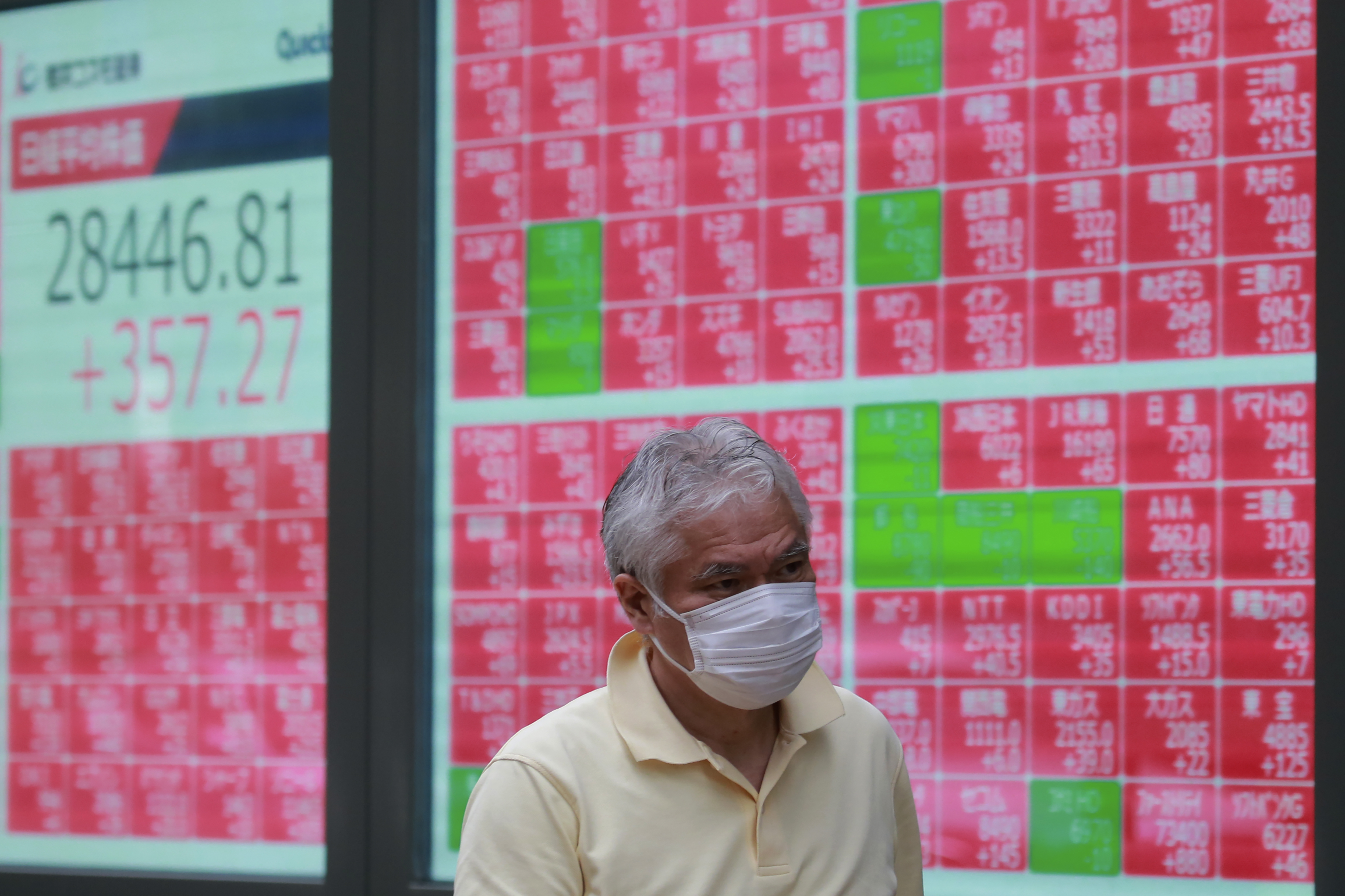 Japanese Prime Minister Yoshihide Suga’s plan to resign sent Japanese shares to a three-decade high on expectations that his successor may boost stimulus. Photo: AP