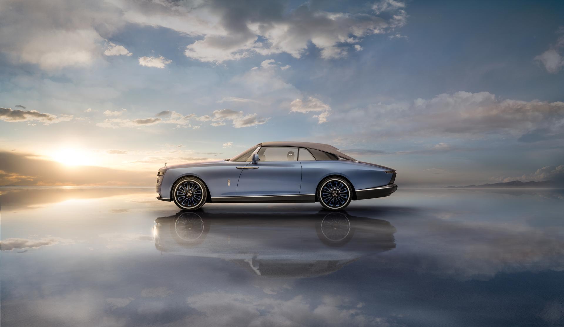 rolls-royce debuts pearl inspired 'boat tail' on the shores of