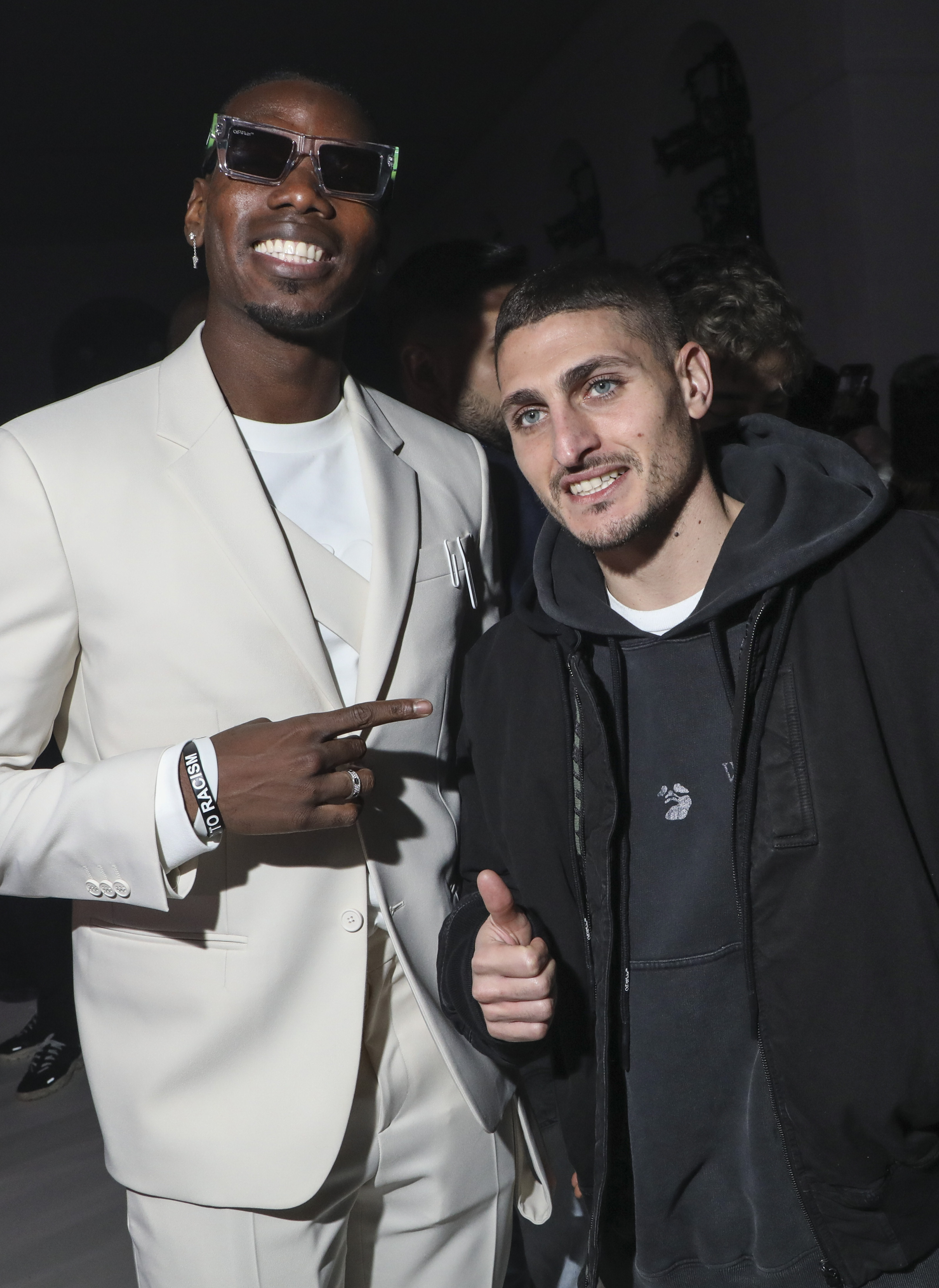 Paul Pogba and Zulay Pogba attending the Off-White Womenswear Fall