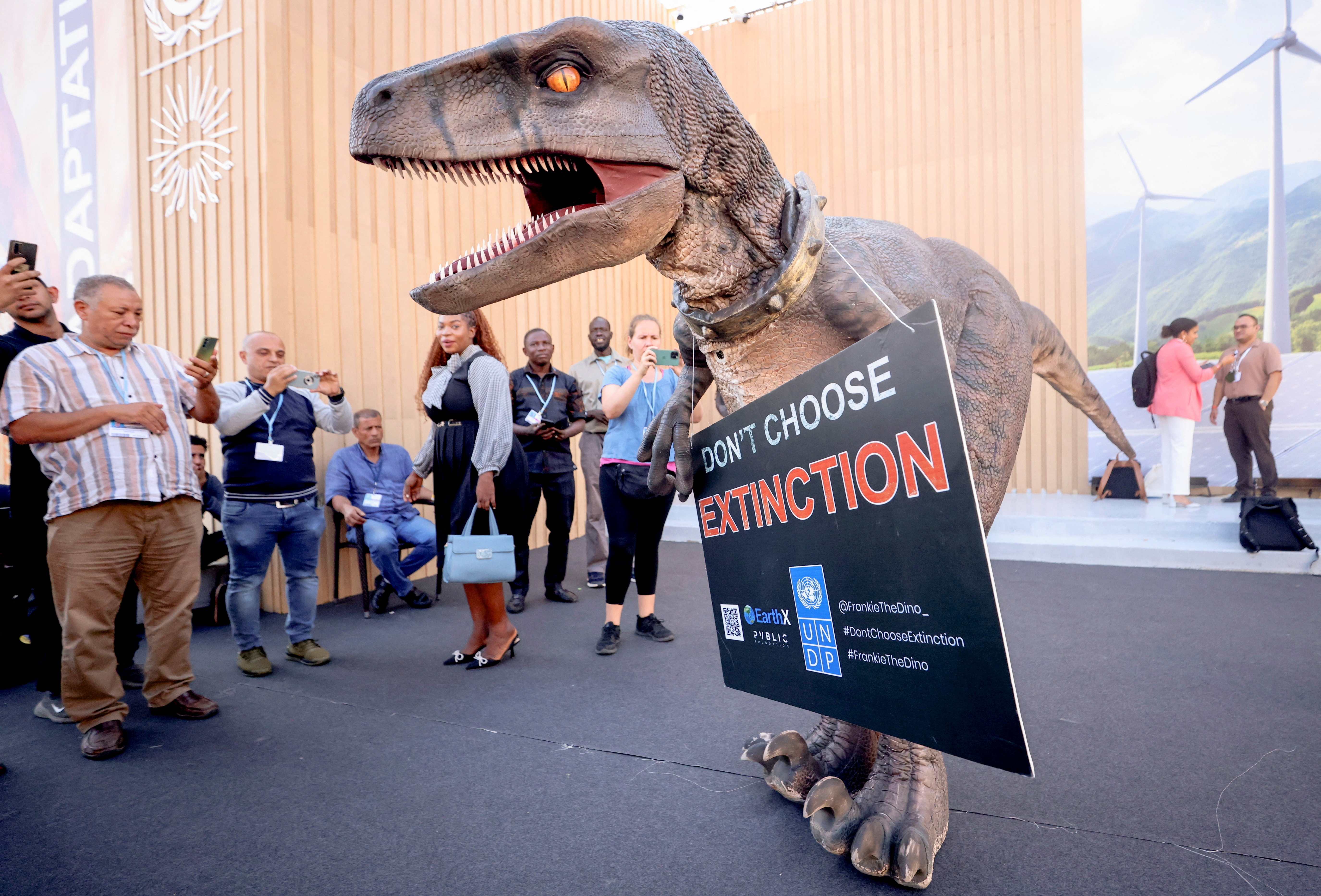 Frankie the dinosaur. Reuters