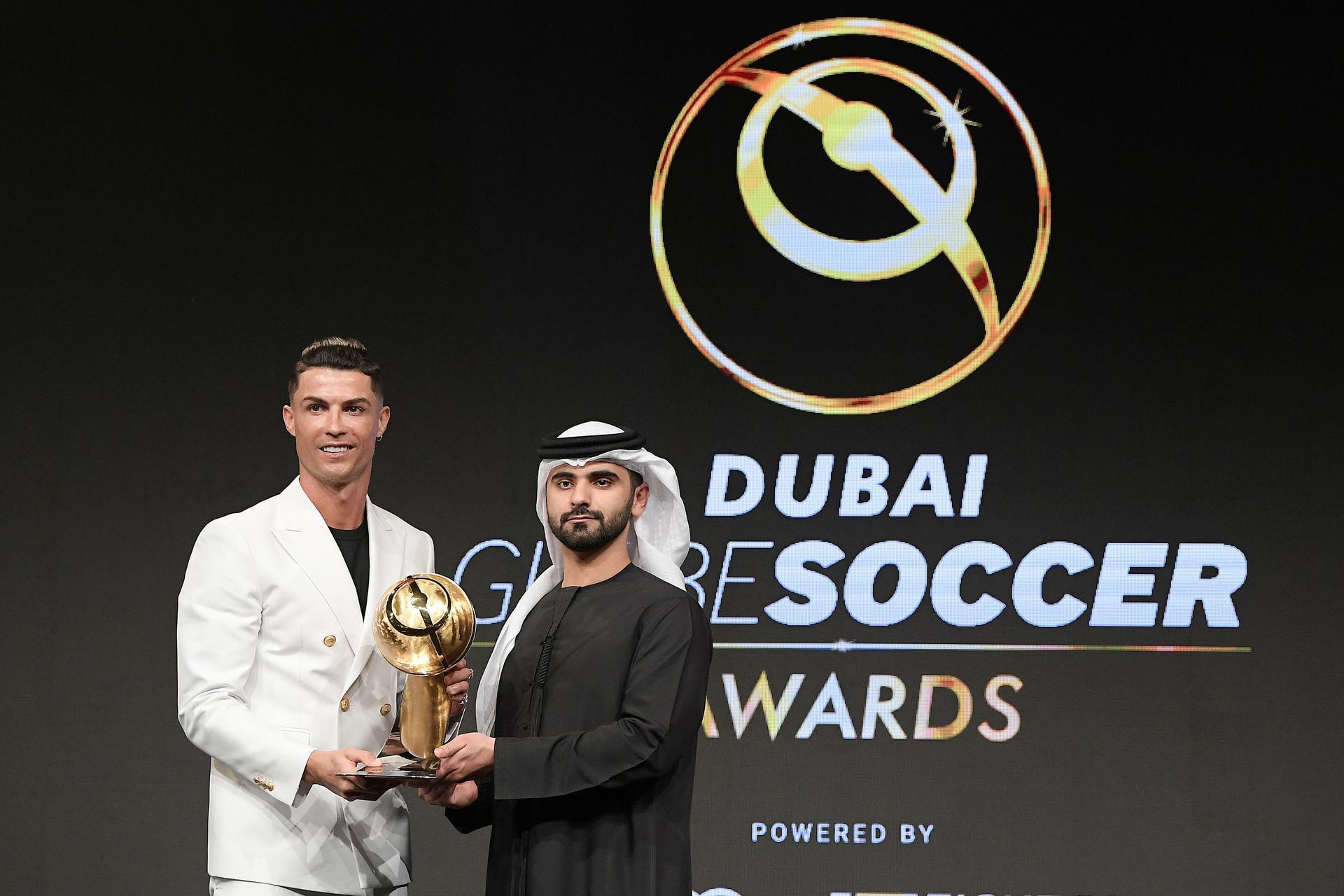 Cristiano Ronaldo crowned men's player of the year at the Dubai Globe Soccer Awards