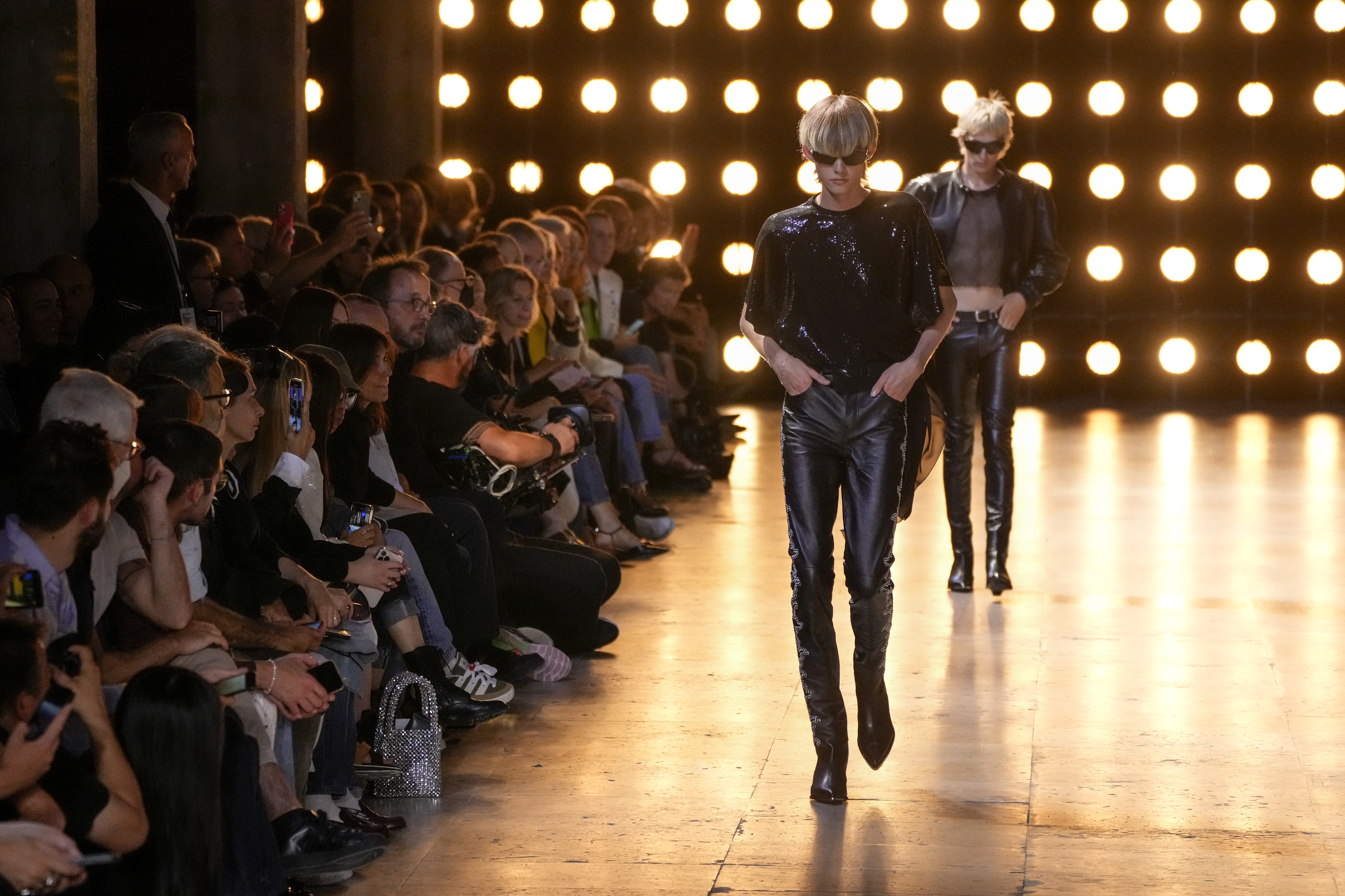 BTS' V meets Hedi Slimane after Celine Men's fashion show in Paris
