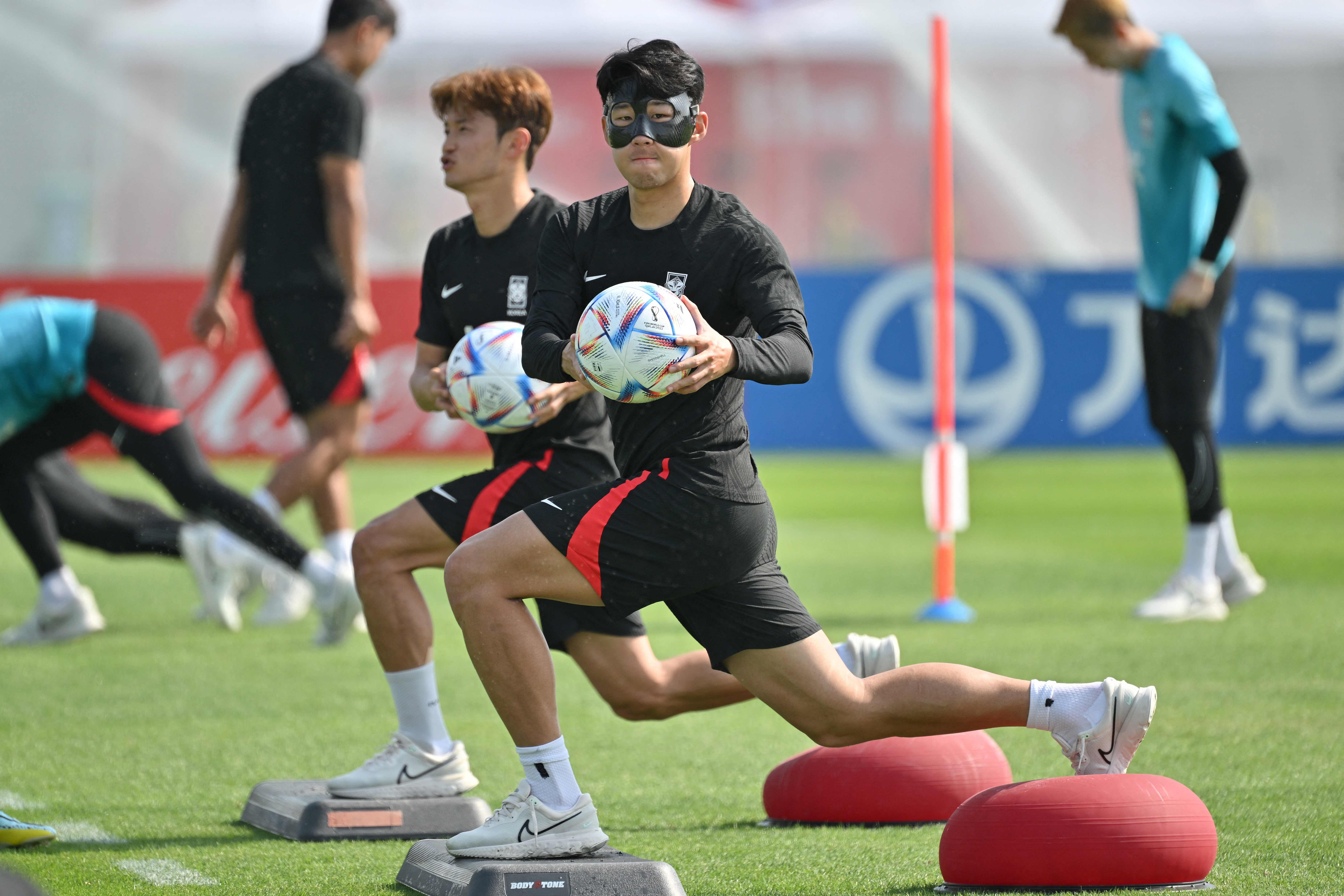 Tottenham ace Son Heung-min spotted wearing a mask as South Korea face  Uruguay at World Cup 