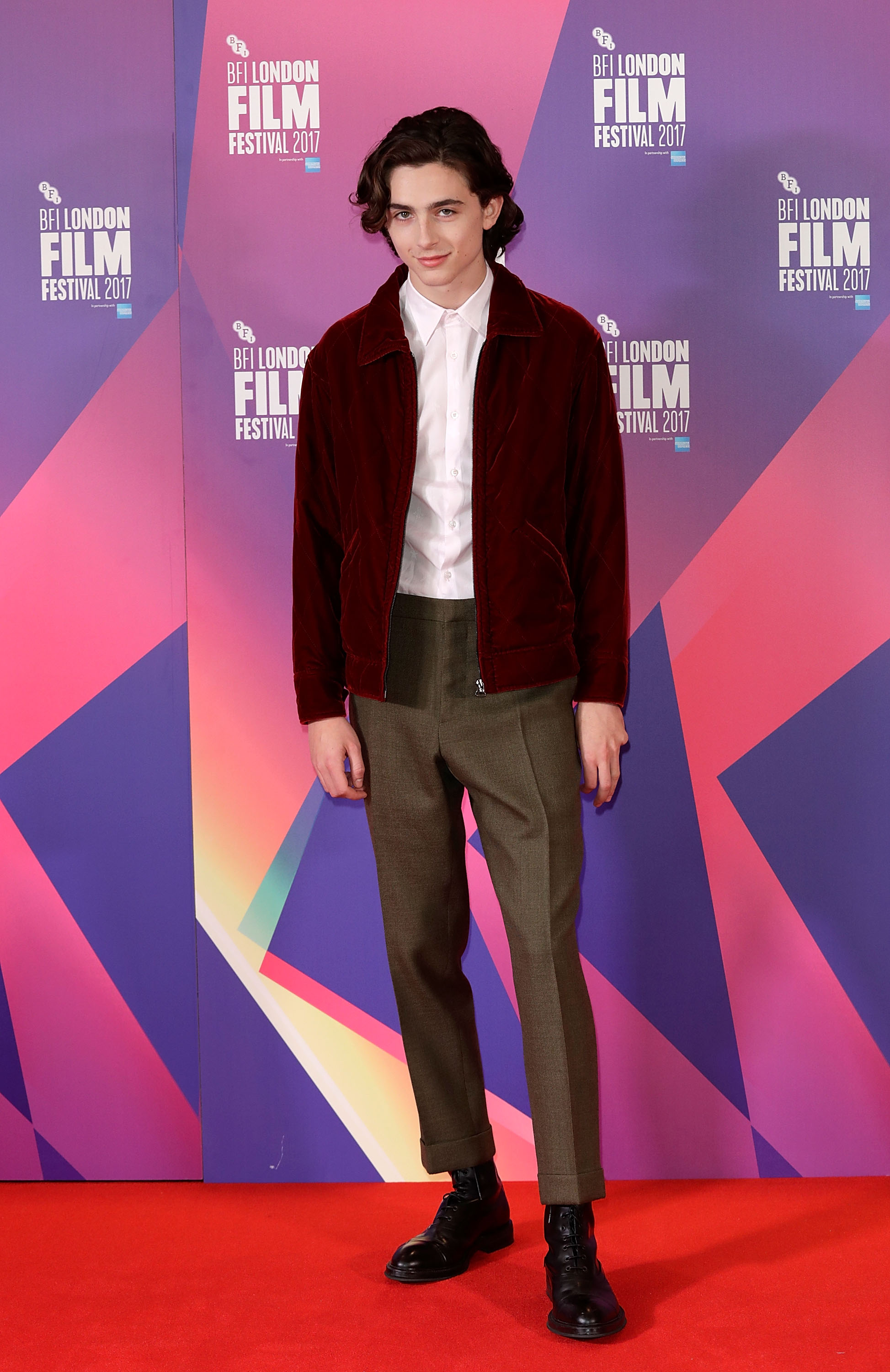 Timothée Chalamet attends The King red carpet during the 76th