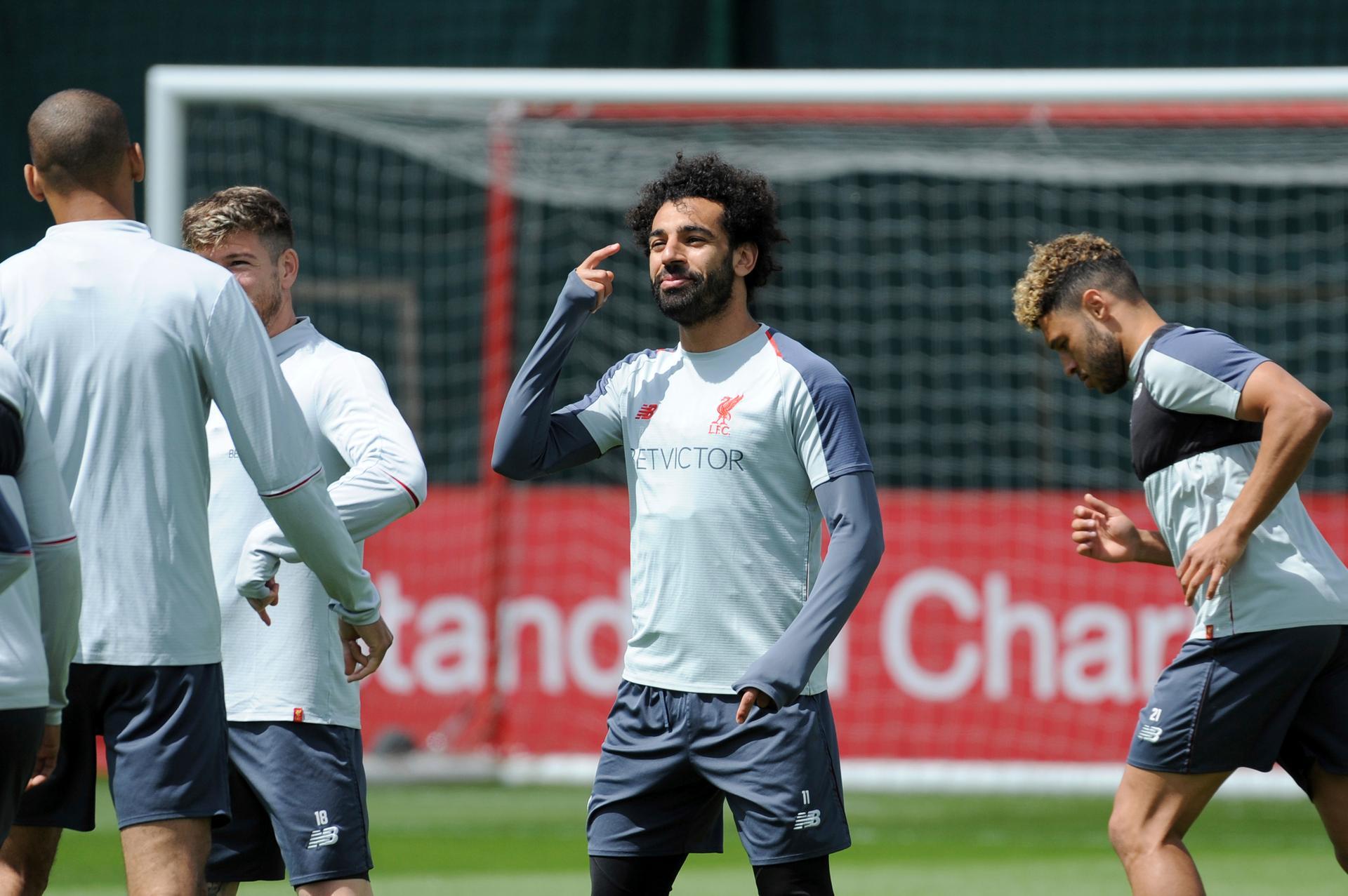 Liverpool FC - All smiles from Mohamed Salah in training last night 