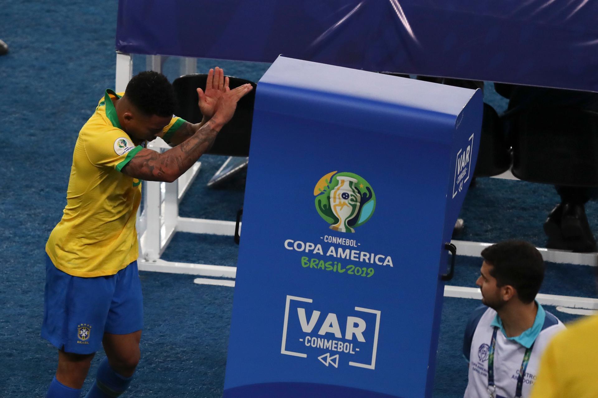 Gabriel Jesus Meltdown Brazil Striker Attacks Var Monitor After Copa America Final Red Card