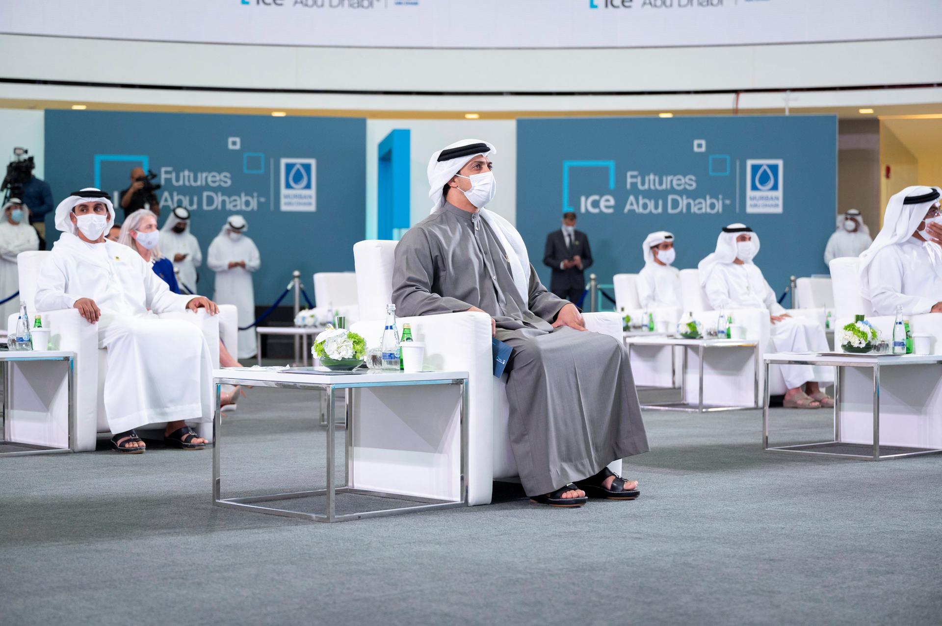 Sheikh Mansour bin Zayed, Deputy Prime Minister and Minister of Presidential Affairs, attends the launch of Adnoc's Murban crude futures trading at Abu Dhabi Global Market, Al Maryah Island on Monday. Image: Ministry of Presidential Affairs
