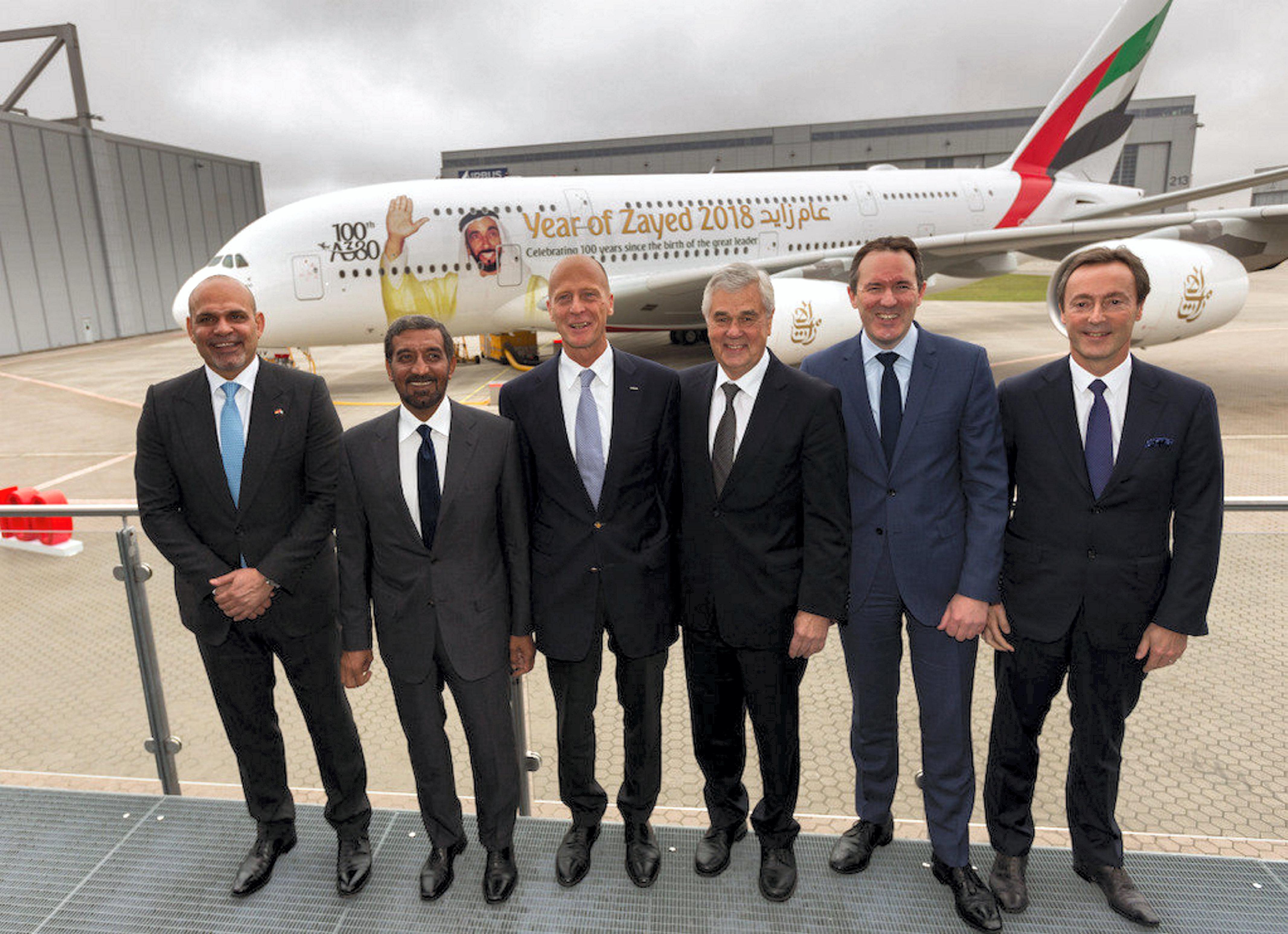 Emirates receives 100th Airbus A380 in Hamburg with Sheikh Zayed