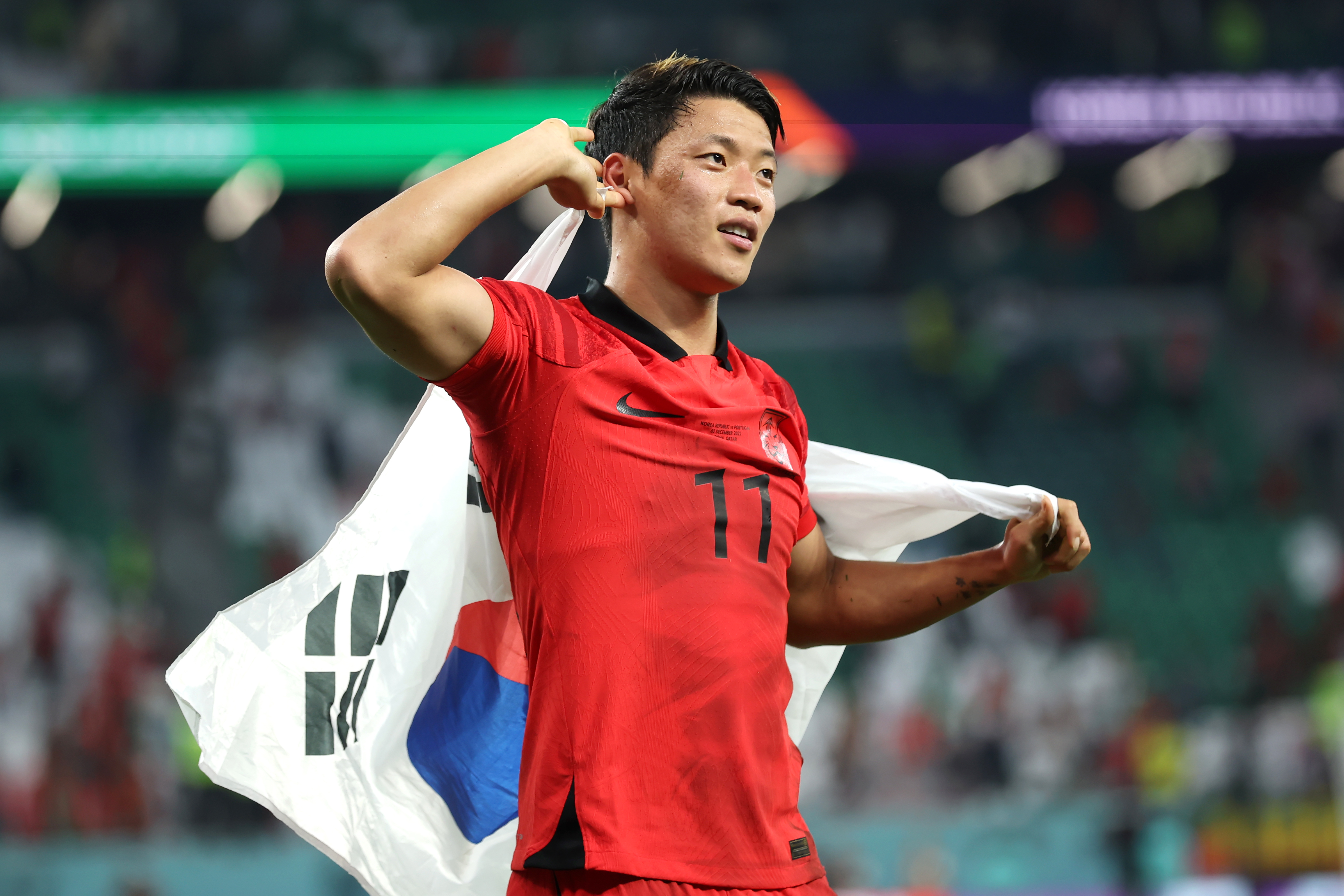 South Korea's Son Heung-Min with tears of joy 