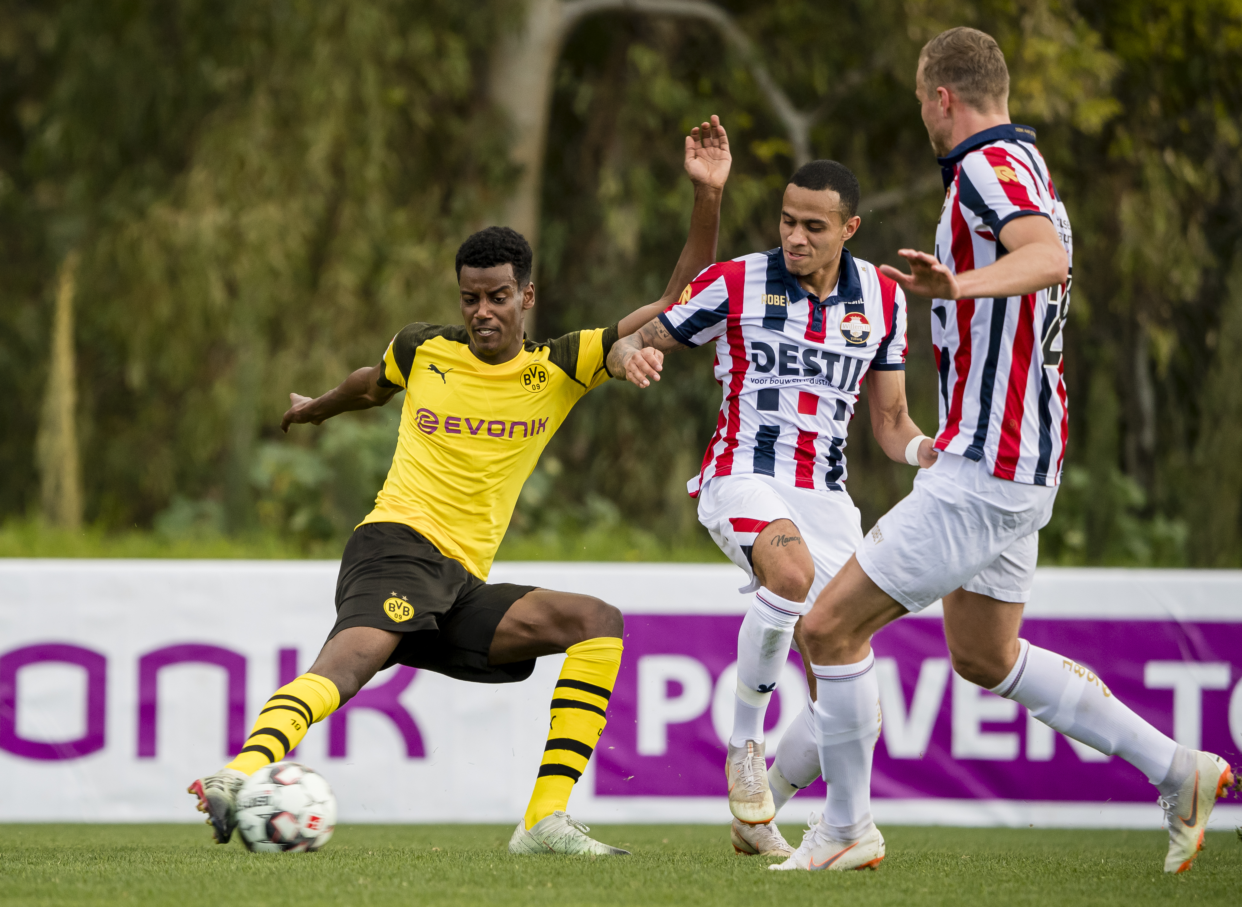 Real Sociedad's Alexander Isak heads for the ball during a Spanish