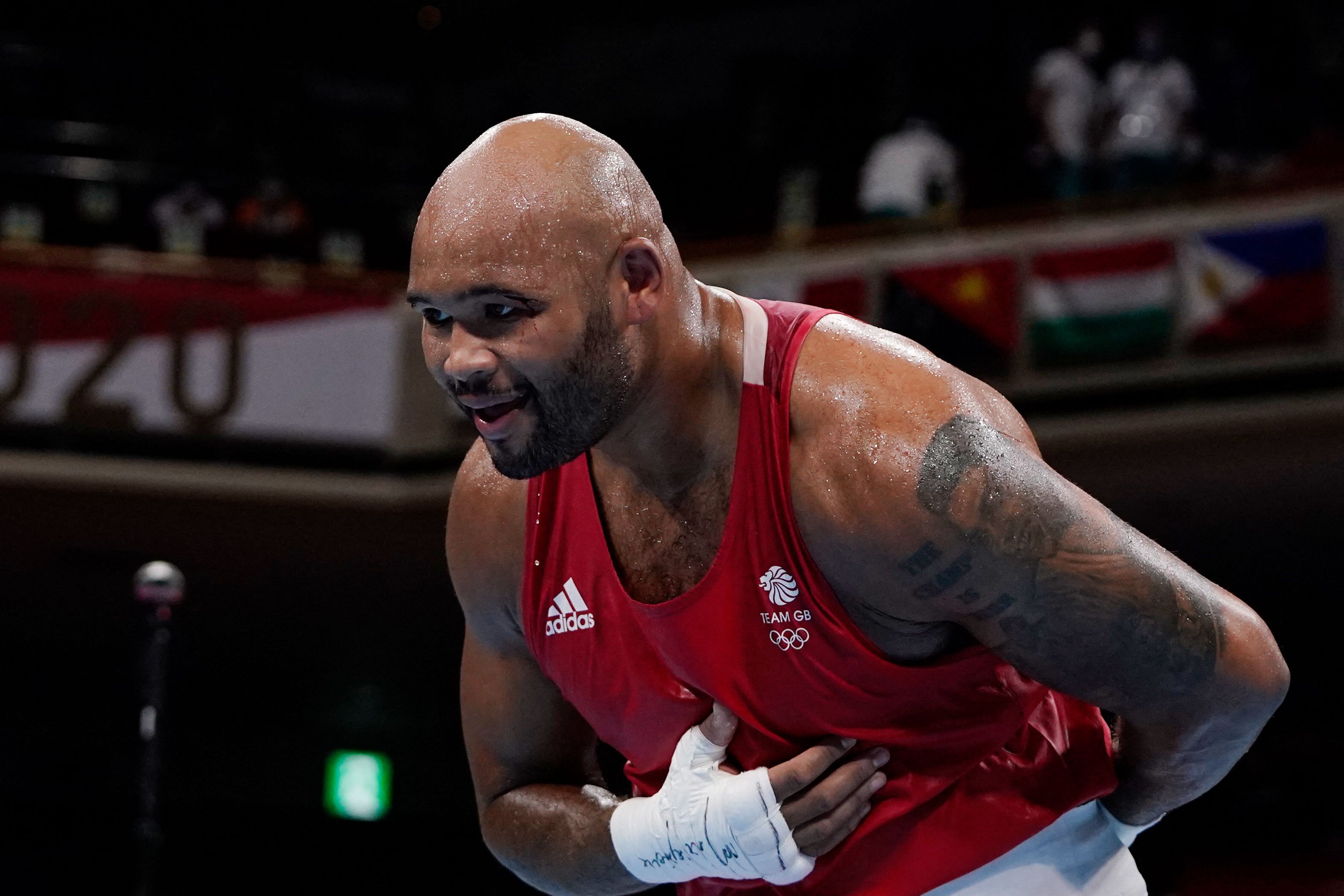 Mourad Aliev of Team France reacts after losing by