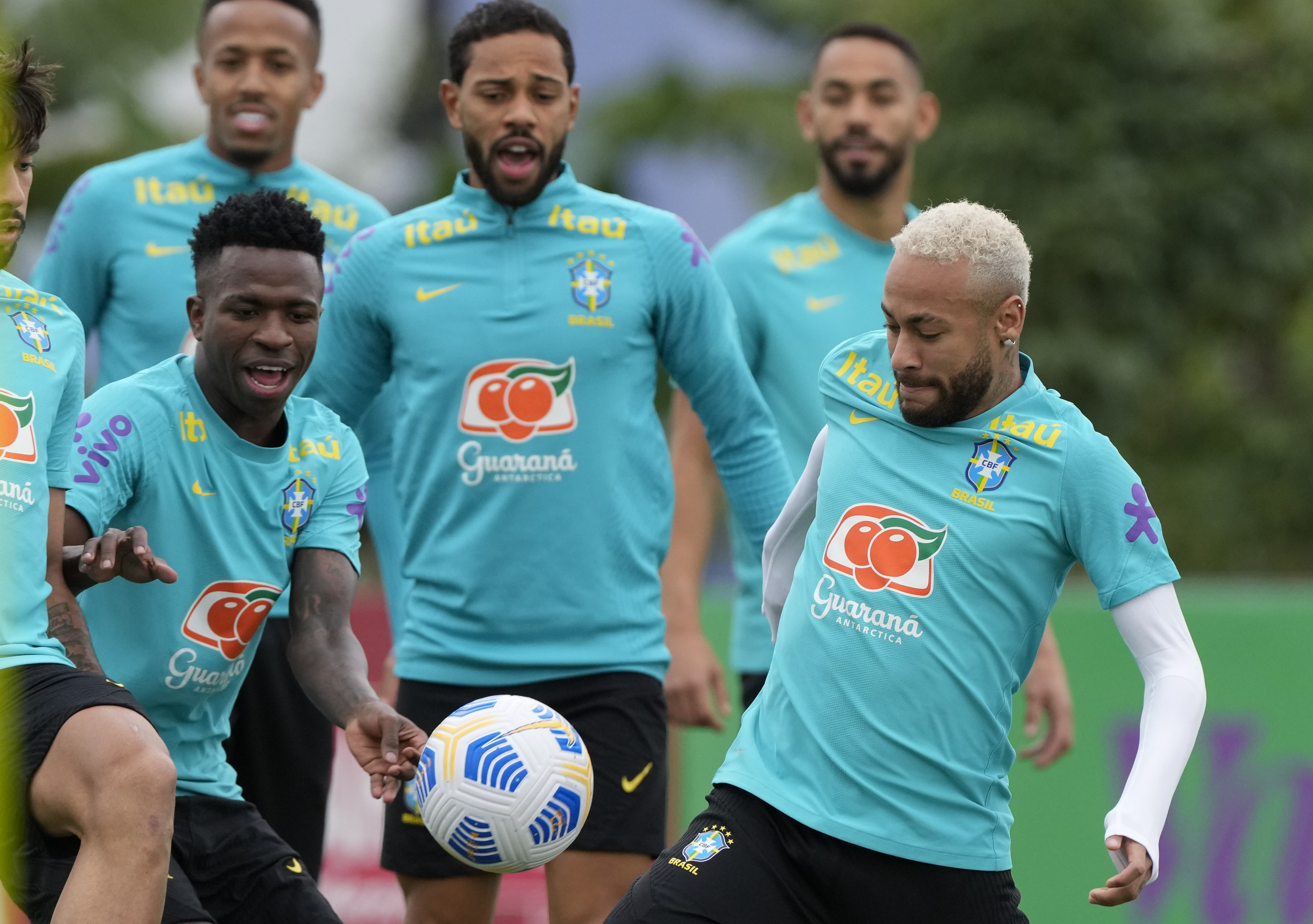 Neymar dazzles Brazil teammates in World Cup training - in pictures
