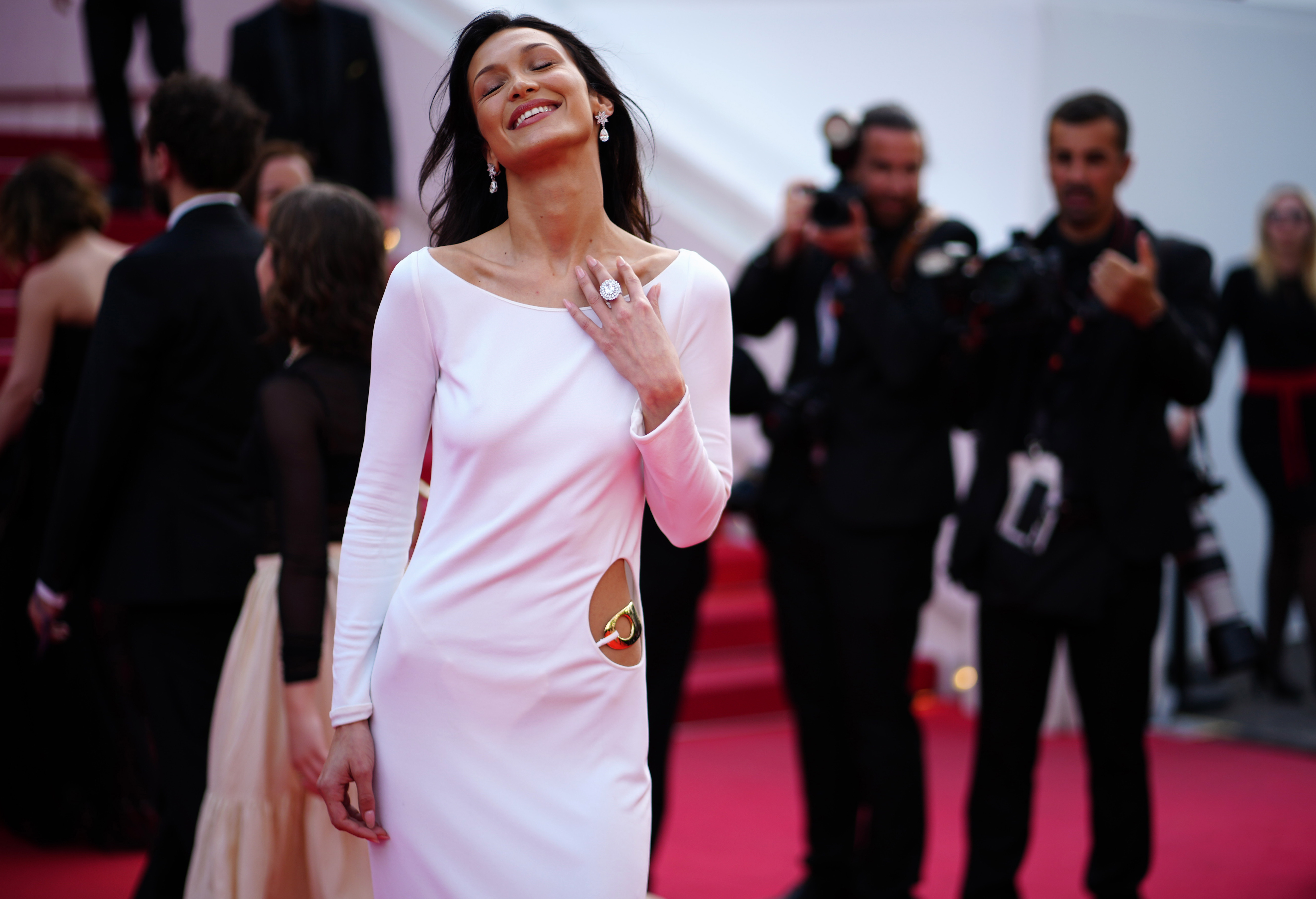 Bella Hadid Is Y2K-Sultry in Gucci Gown & Satin Sandals in Cannes –  Footwear News