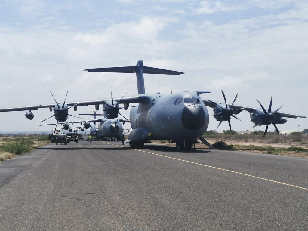 A Spanish military aircraft takes off from Khartoum as European countries rescue citizens from Sudan. Reuters