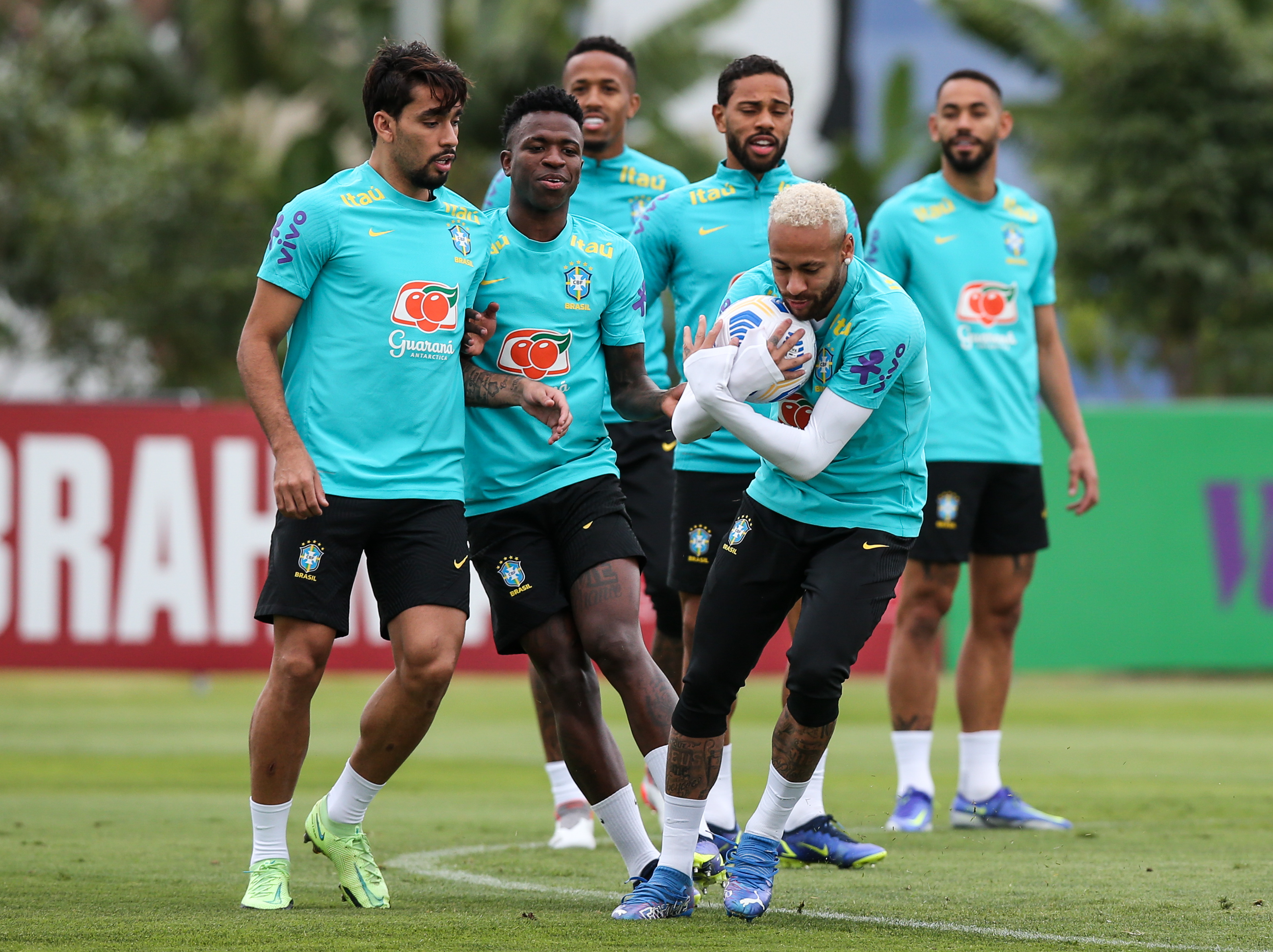 Neymar dazzles Brazil teammates in World Cup training - in pictures