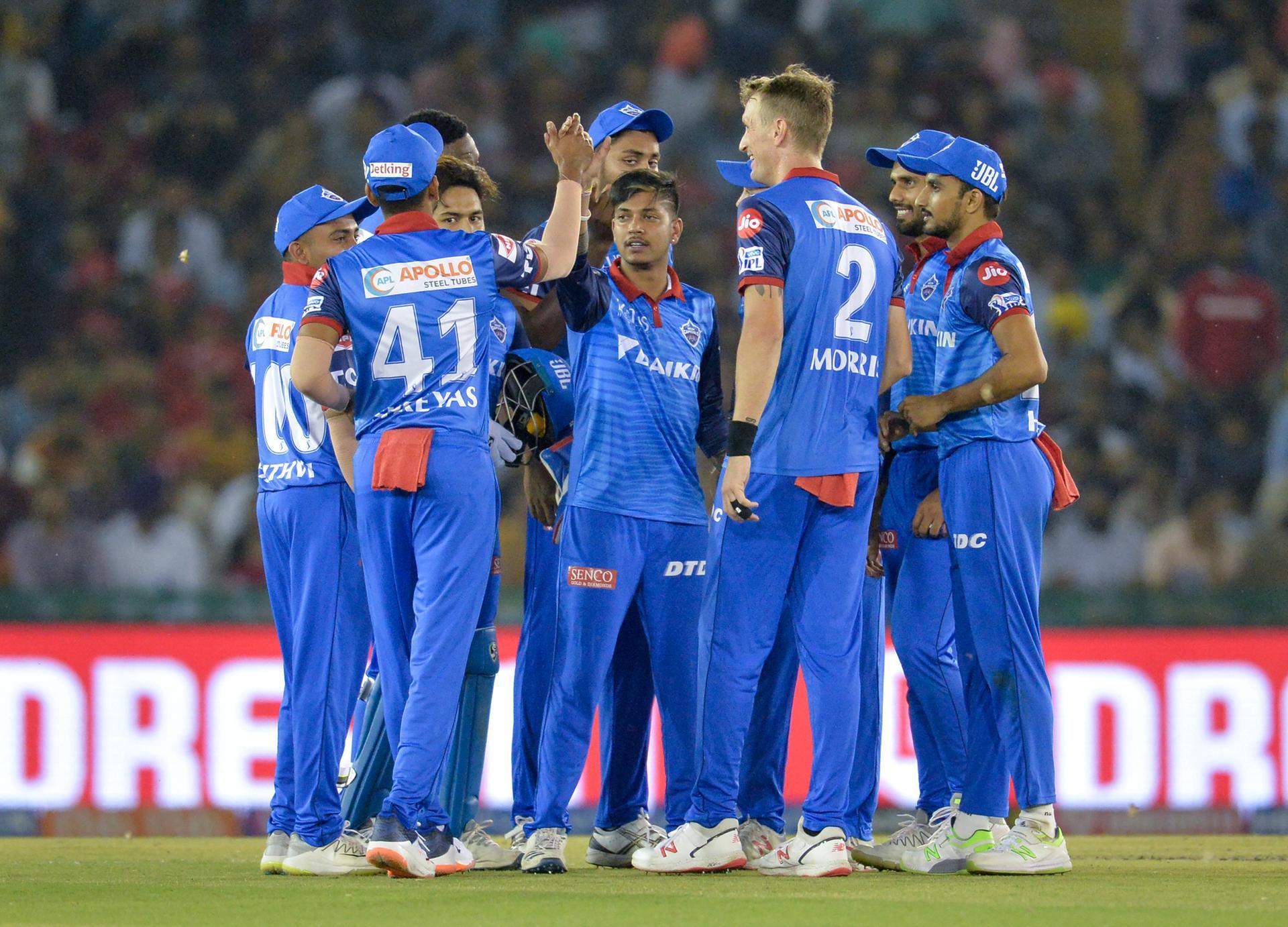 Delhi Capitals' Sandeep Lamichhane, centre, has put Nepal cricket on the world map. AFP