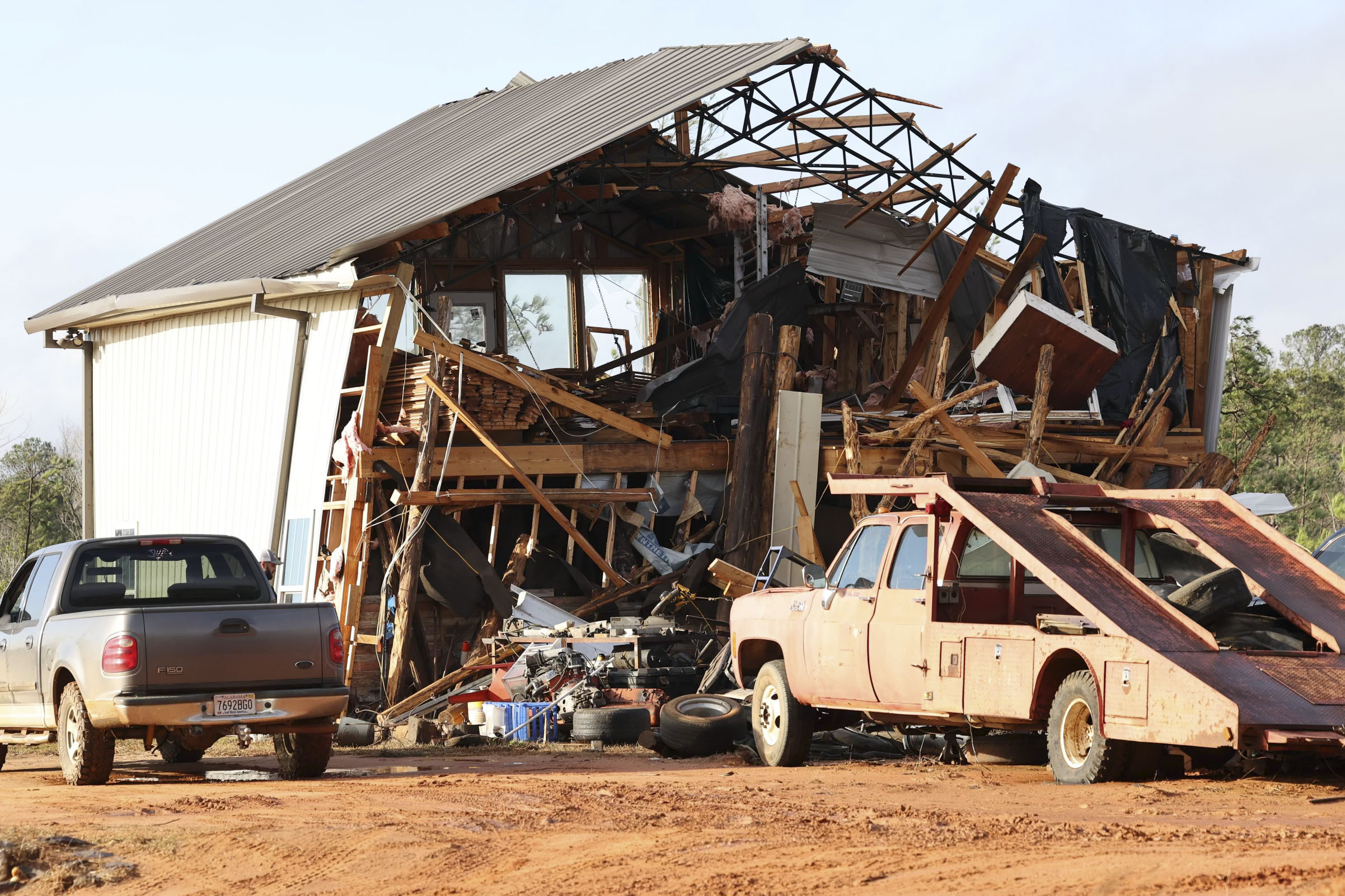 A damaged home near Prattville. At least 20 homes in Autauga County were damaged or destroyed. AP