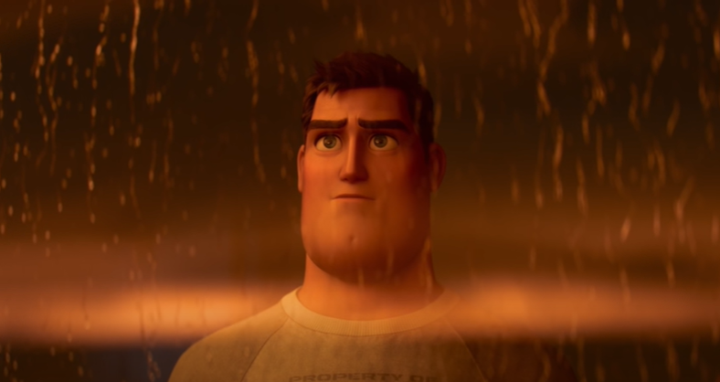 With the helmet off, we get to see that Buzz Lightyear has hair. Who knew? Photo: YouTube