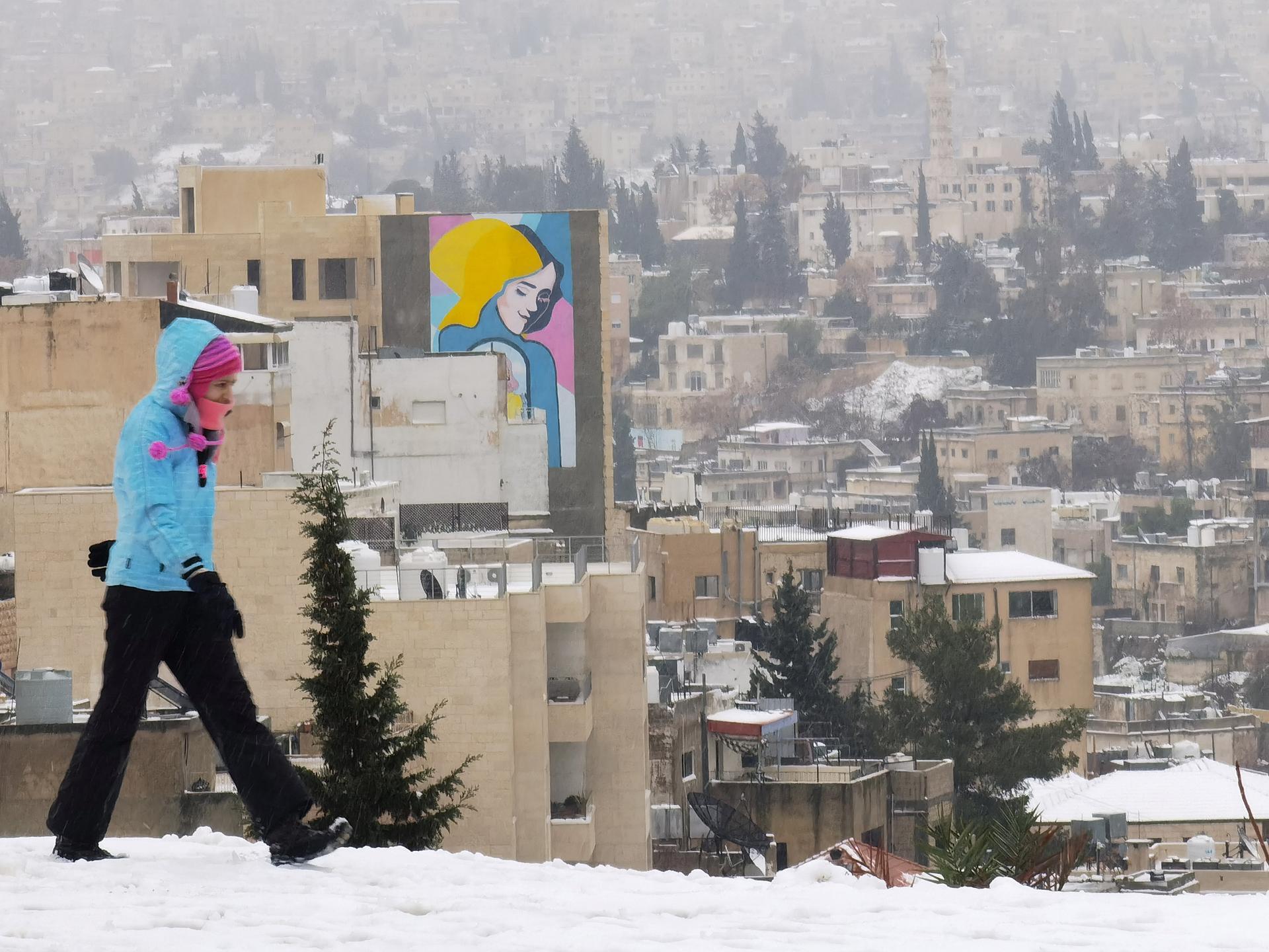 Rare snowfall covers Amman and blankets Jordan landscape