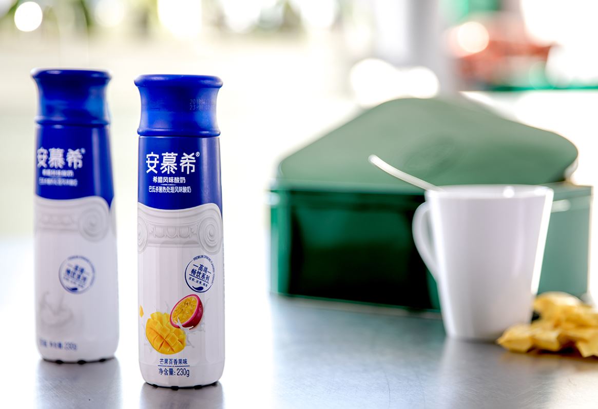 Yili Ambrosial Greek Yogurt in PET single serve bottles