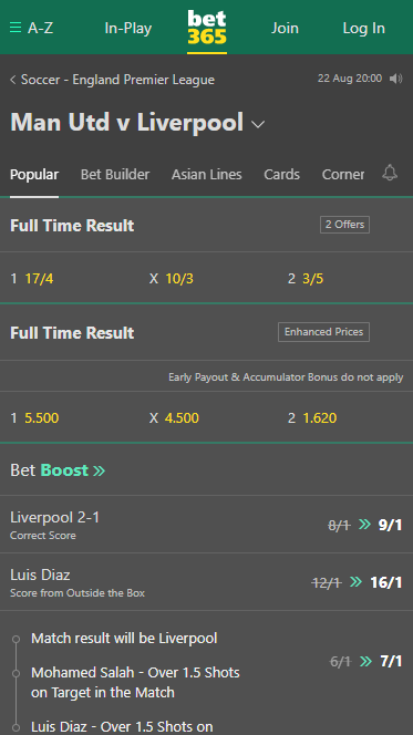 Bet365 In-Play Free Bet Offer - £30 Profit 