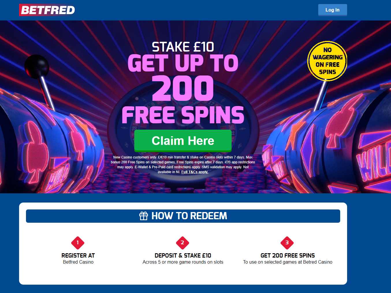 free spins no deposit betfred