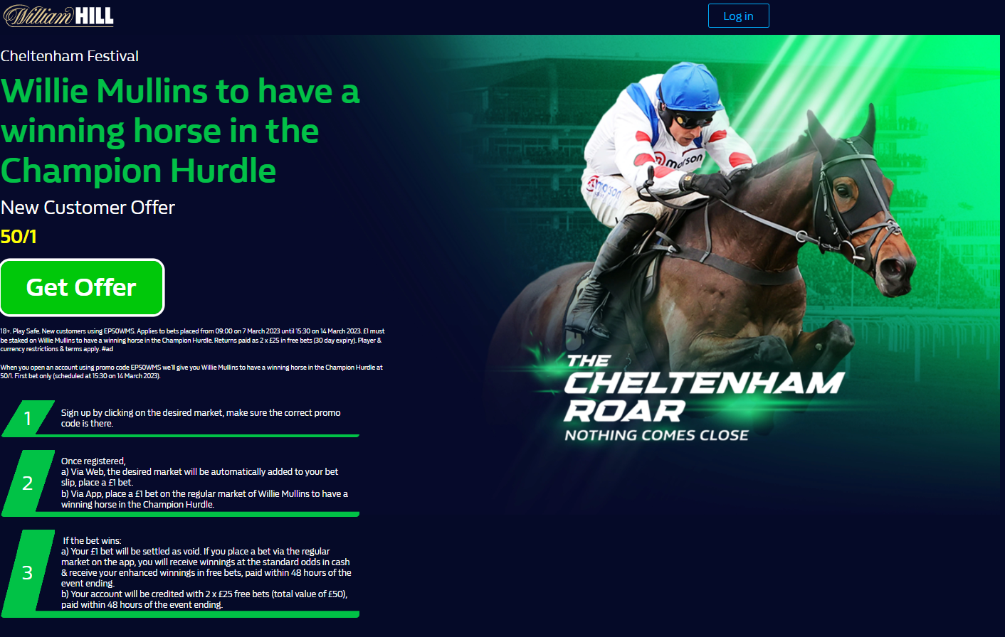 Cheltenham Day 1 offer: Willie Mullins horse to win Champion Hurdle at 50/1  with William Hill